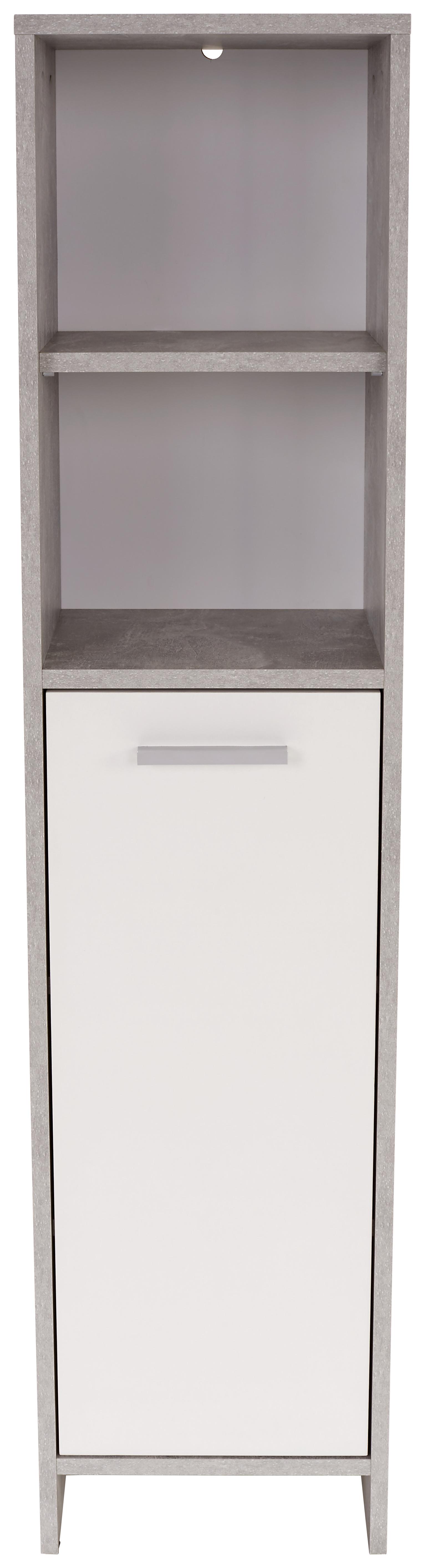 Midischrank Attack B: 32cm, Betonoptik + Weiß - Hellgrau/Schwarz, MODERN, Holzwerkstoff (32/135/28cm)