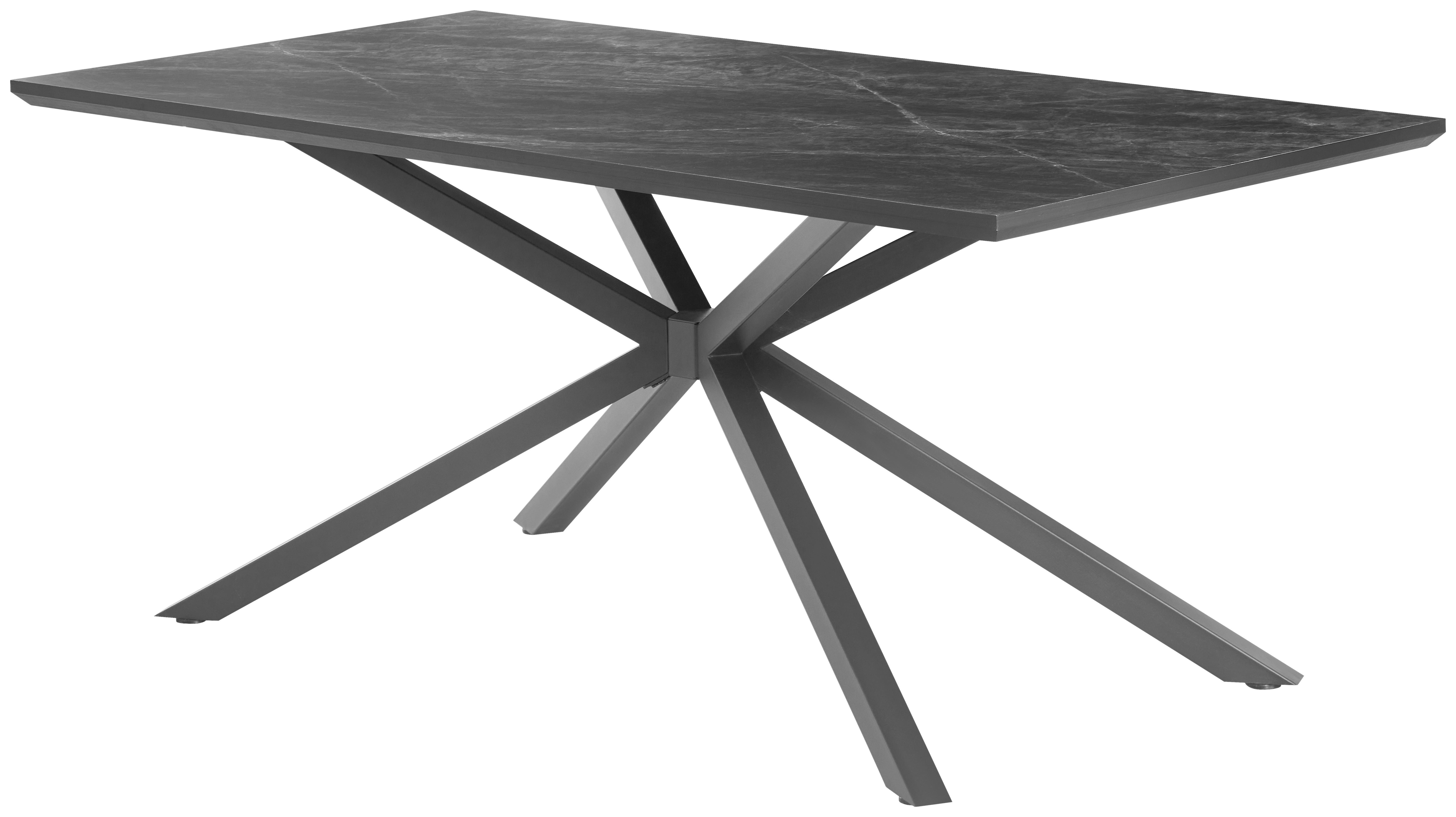 Esstisch James 180 Melamin dunkelgrau, B:180cm - Dunkelgrau/Schwarz, Trend, Holzwerkstoff/Metall (180/90/76cm)