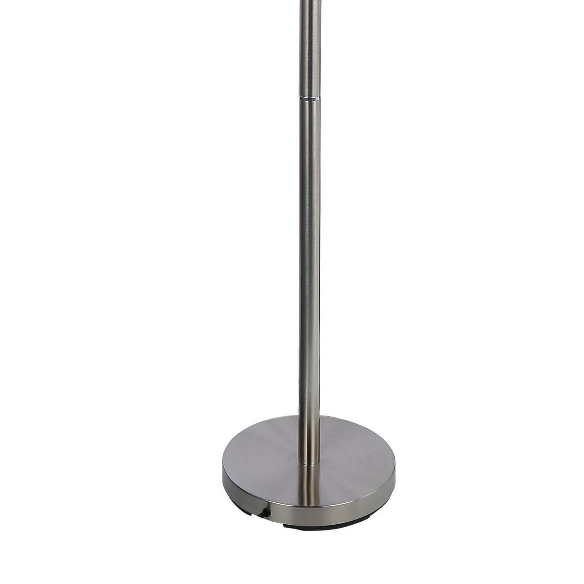 Stehlampe Erol Nickelfarben/Weiß mit Lesearm - Weiß/Nickelfarben, KONVENTIONELL, Glas/Metall (30/178cm) - James Wood