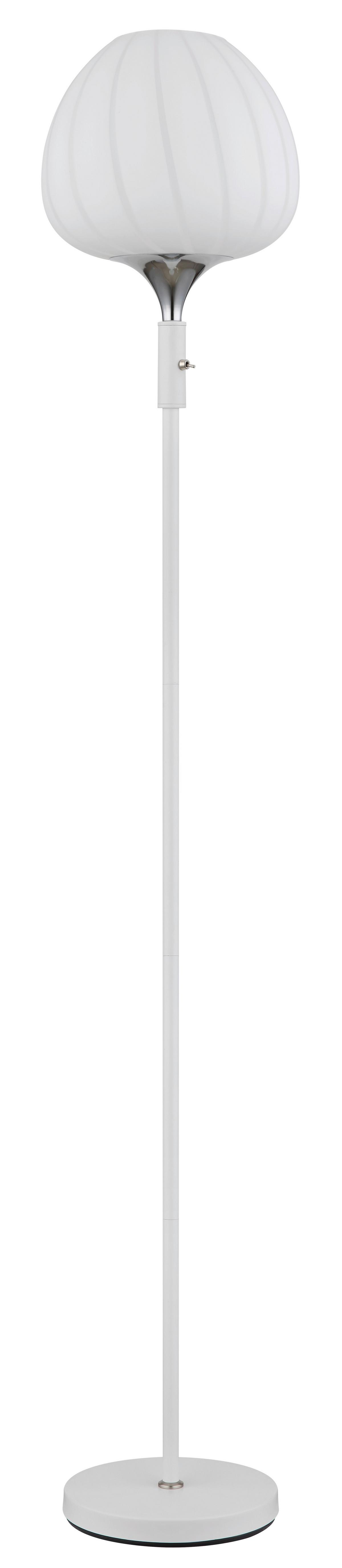 Stehleuchte 15548s2w - Chromfarben/Weiß, KONVENTIONELL, Glas/Metall (29/165cm) - Globo