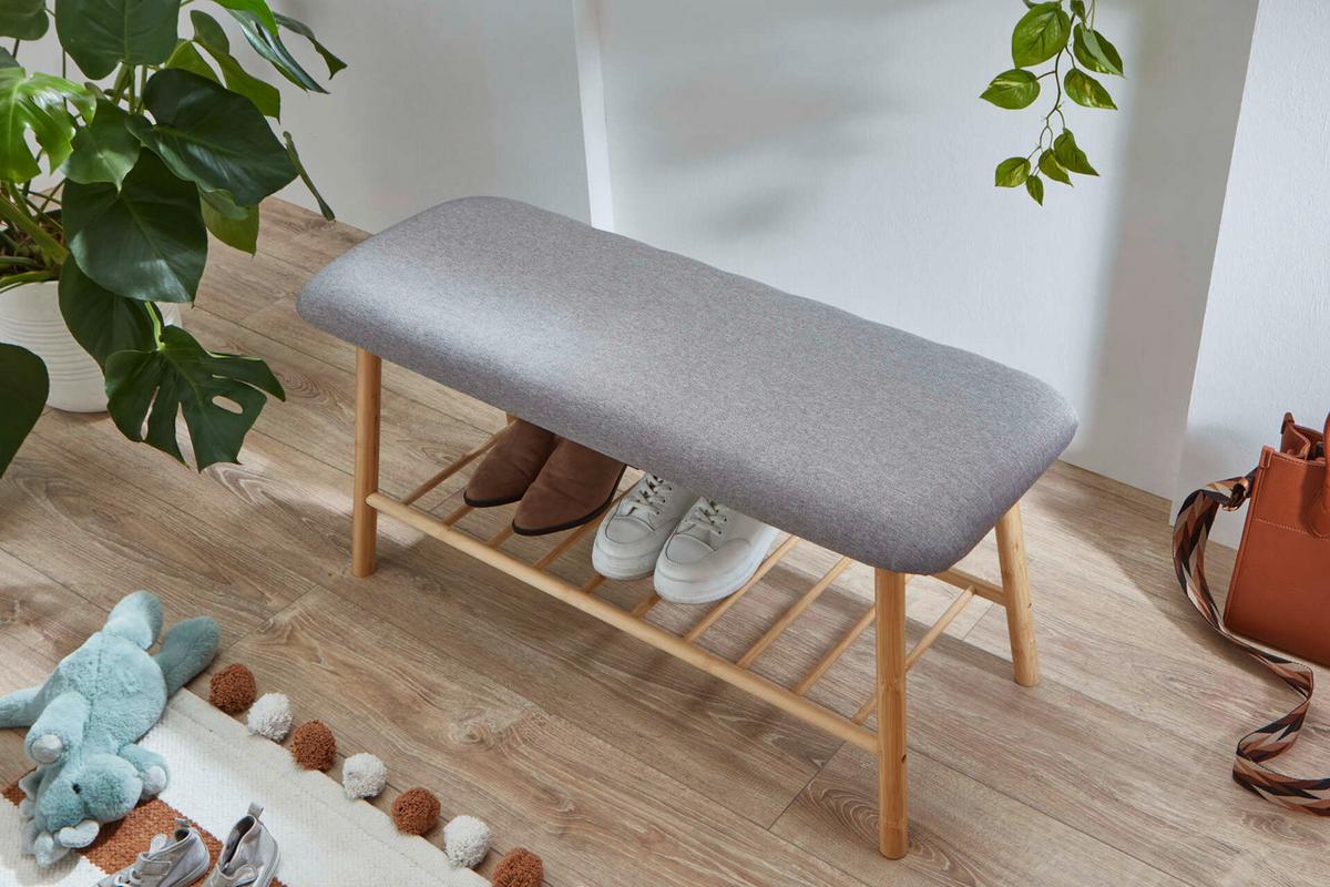 Sitzbank Grau B: 90 Cm - Grau, Design, Holzwerkstoff/Textil (90/45/34cm) - MID.YOU