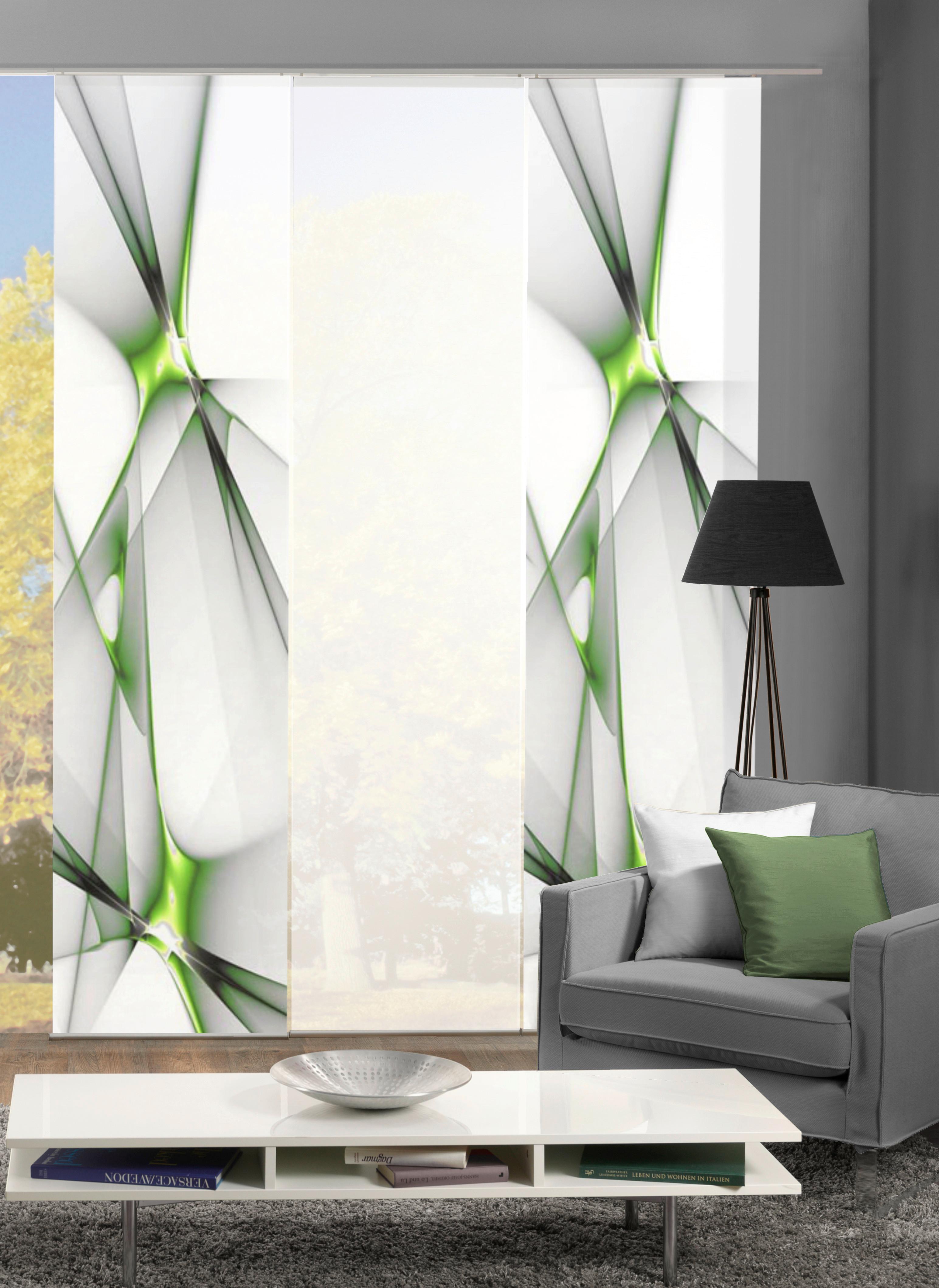 Flächenvorhang 3-tlg. Franklin B: 60 Cm, Hellgrün - Hellgrün, Basics, Textil (60/245cm)