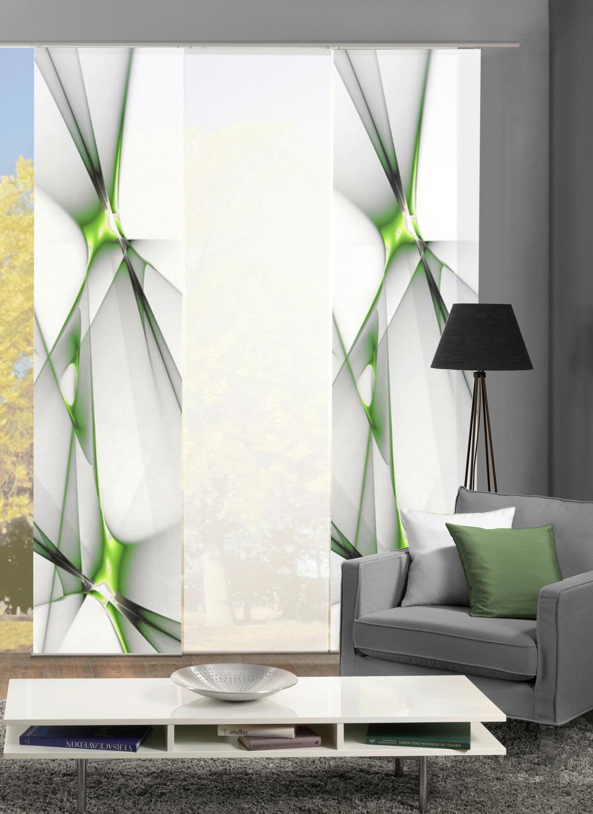 Flächenvorhang 3-Tlg. Franklin B: 60 cm, Hellgrün - Hellgrün, Basics, Textil (60/245cm)