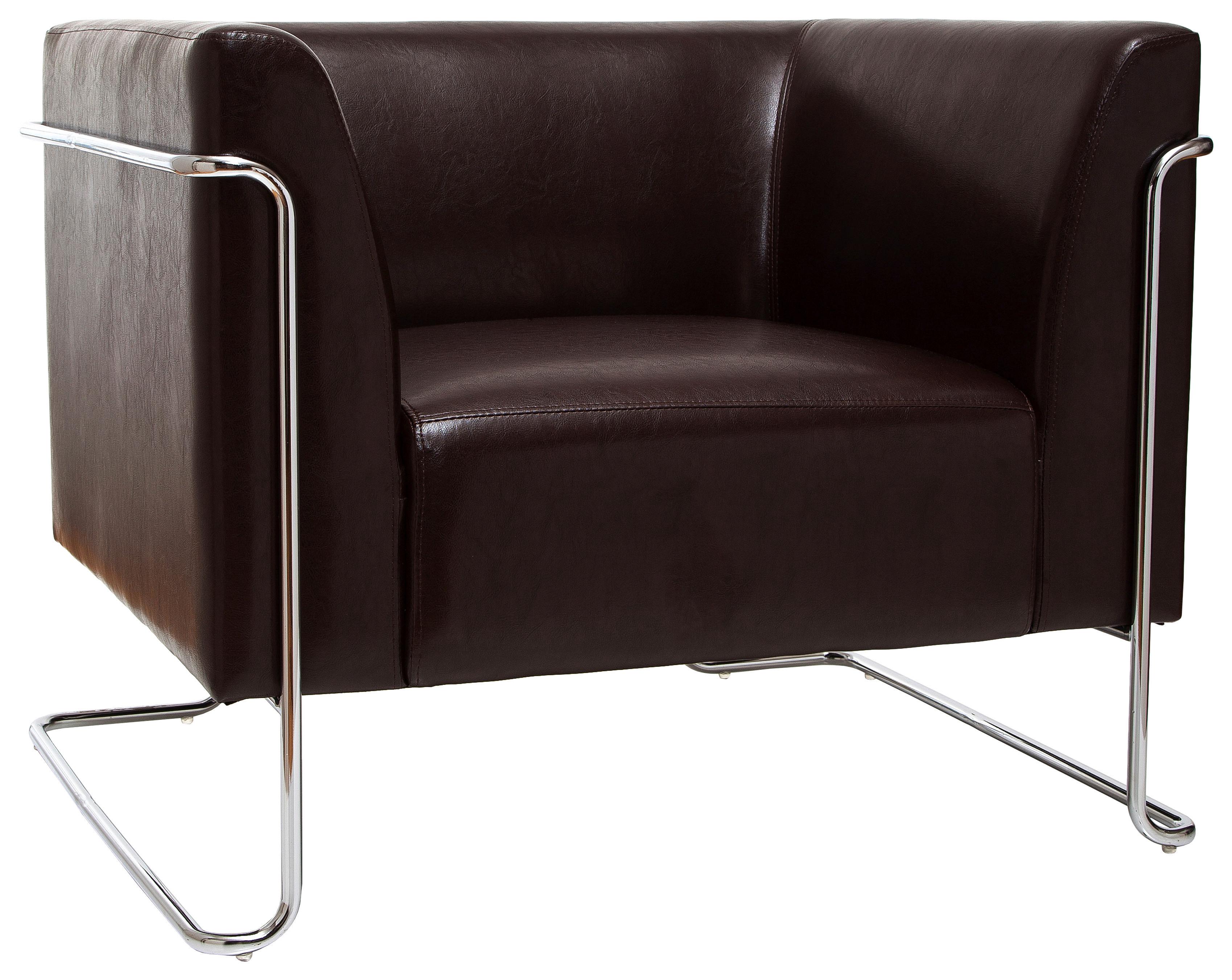 Designsessel Curacao Dunkelbraun - Chromfarben/Dunkelbraun, MODERN, Textil (88/74/74cm) - MID.YOU