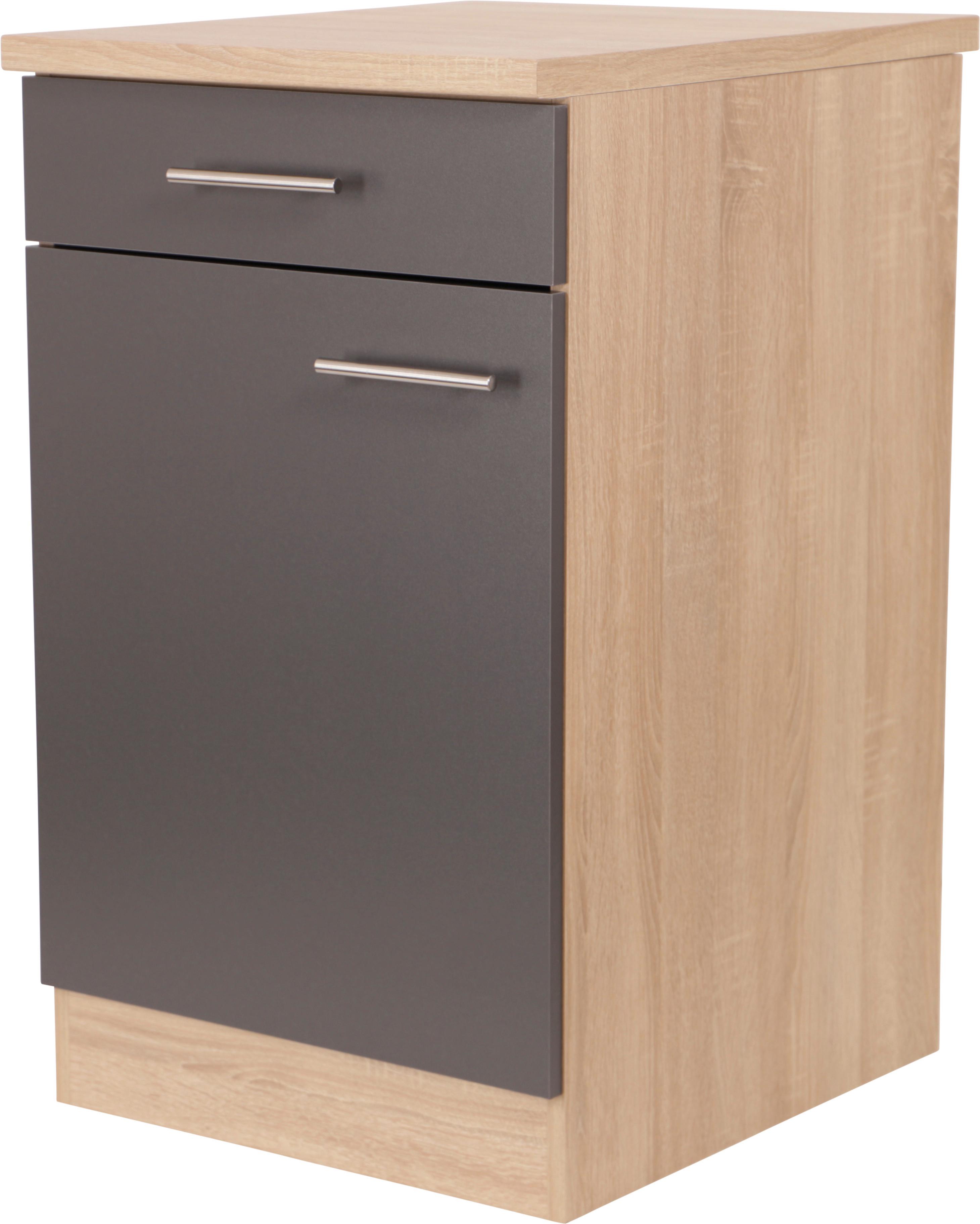 Küchenunterschrank Merle Grau, Eiche Dekor B:50cm - Eichefarben/Grau, Basics, Holzwerkstoff (50/84,8/60cm) - Respekta
