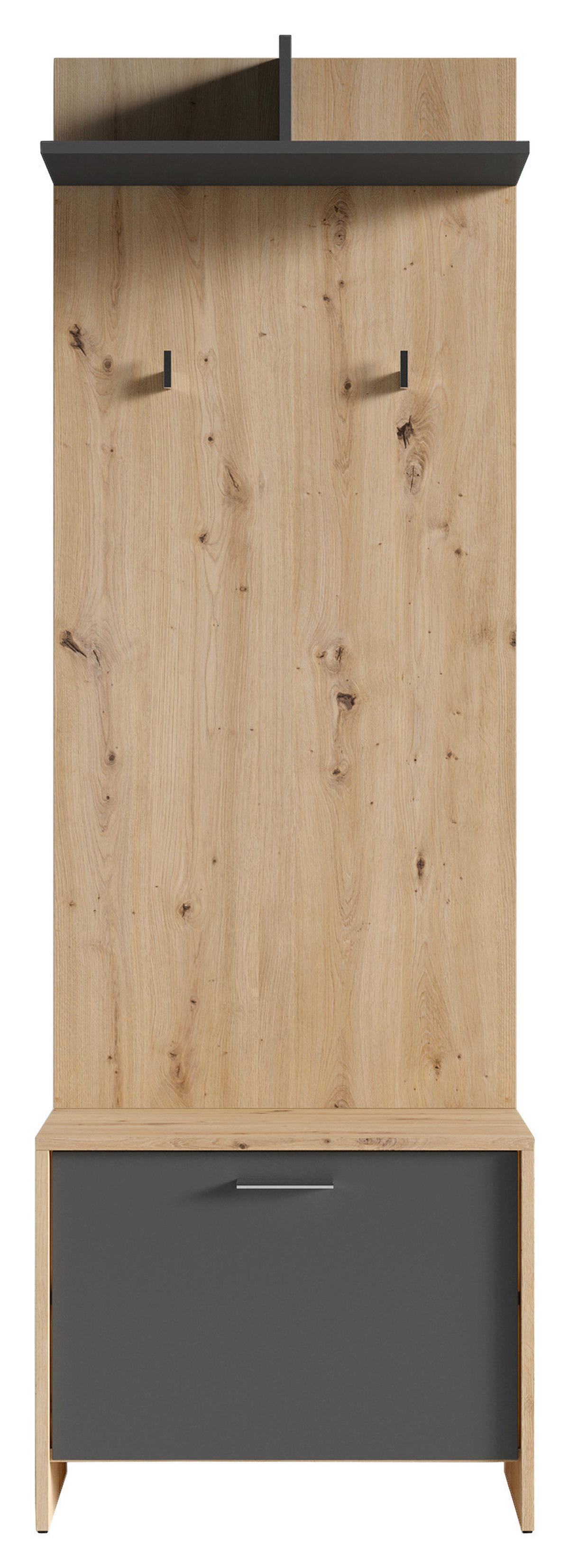 Garderobe Ben Eiche Artisan/ Anthrazit B: 40 Cm - Anthrazit/Eiche Artisan, Design, Holzwerkstoff (40/184/35cm) - MID.YOU