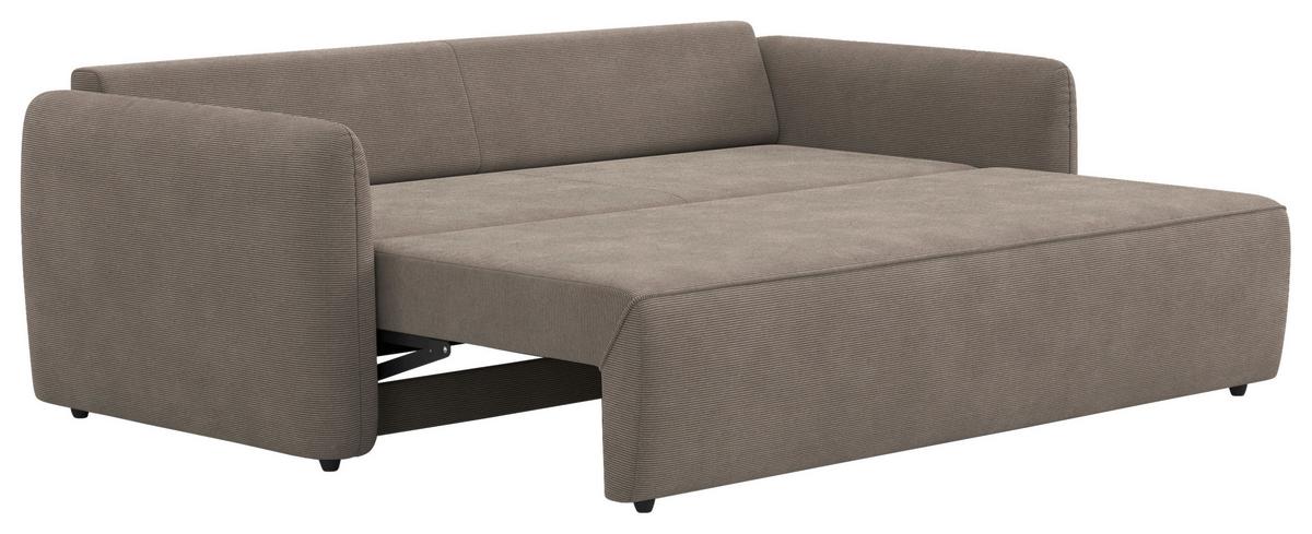 Megasofa mit Bettfunktion Flow Cord taupe, B: 222cm - Taupe/Schwarz, Trend, Textil (222/89/102cm) - MID.YOU