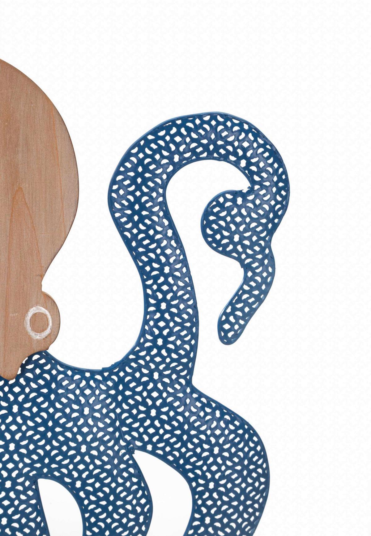Wanddeko Octopus Blau B: 57 Cm - Blau, Basics, Holzwerkstoff/Metall (57/41/1.5cm)
