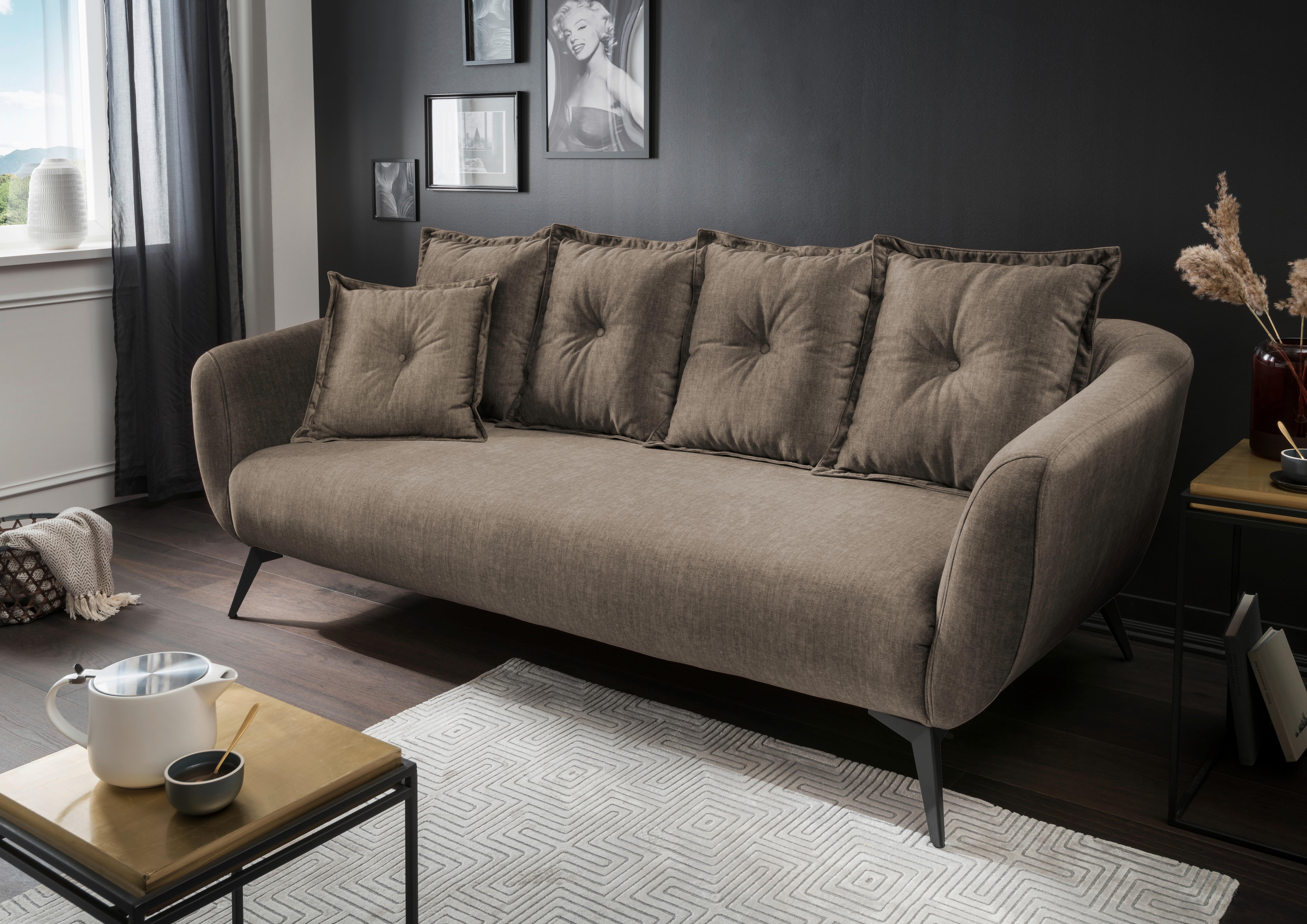 3-Sitzer-Sofa Baggio mit Kissen Braun - Schwarz/Braun, MODERN, Holz/Textil (236/94/103cm) - Livetastic