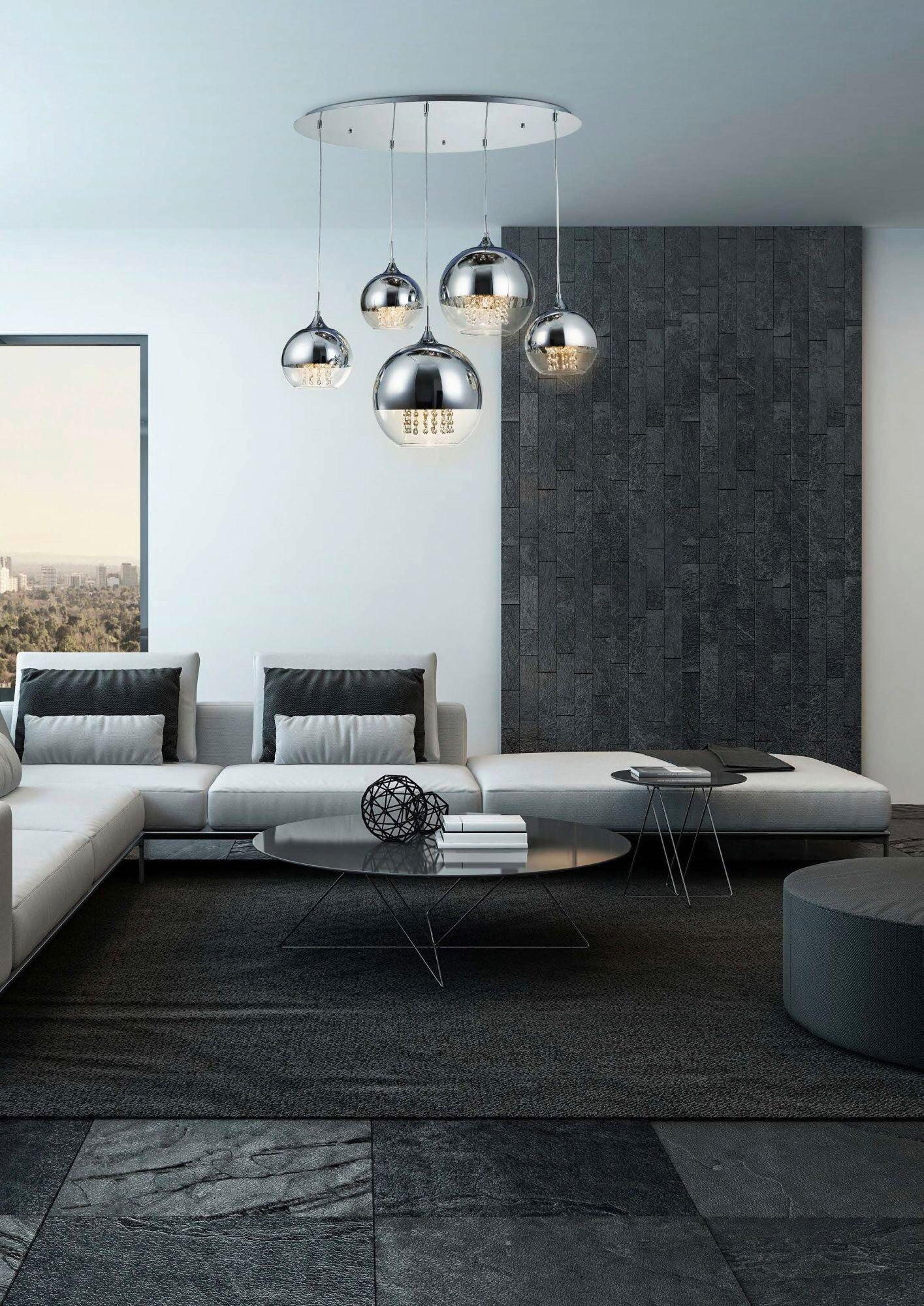 Pendelleuchte Fermi - Transparent/Nickelfarben, Trend, Glas/Metall (91/65/95cm) - MAYTONI