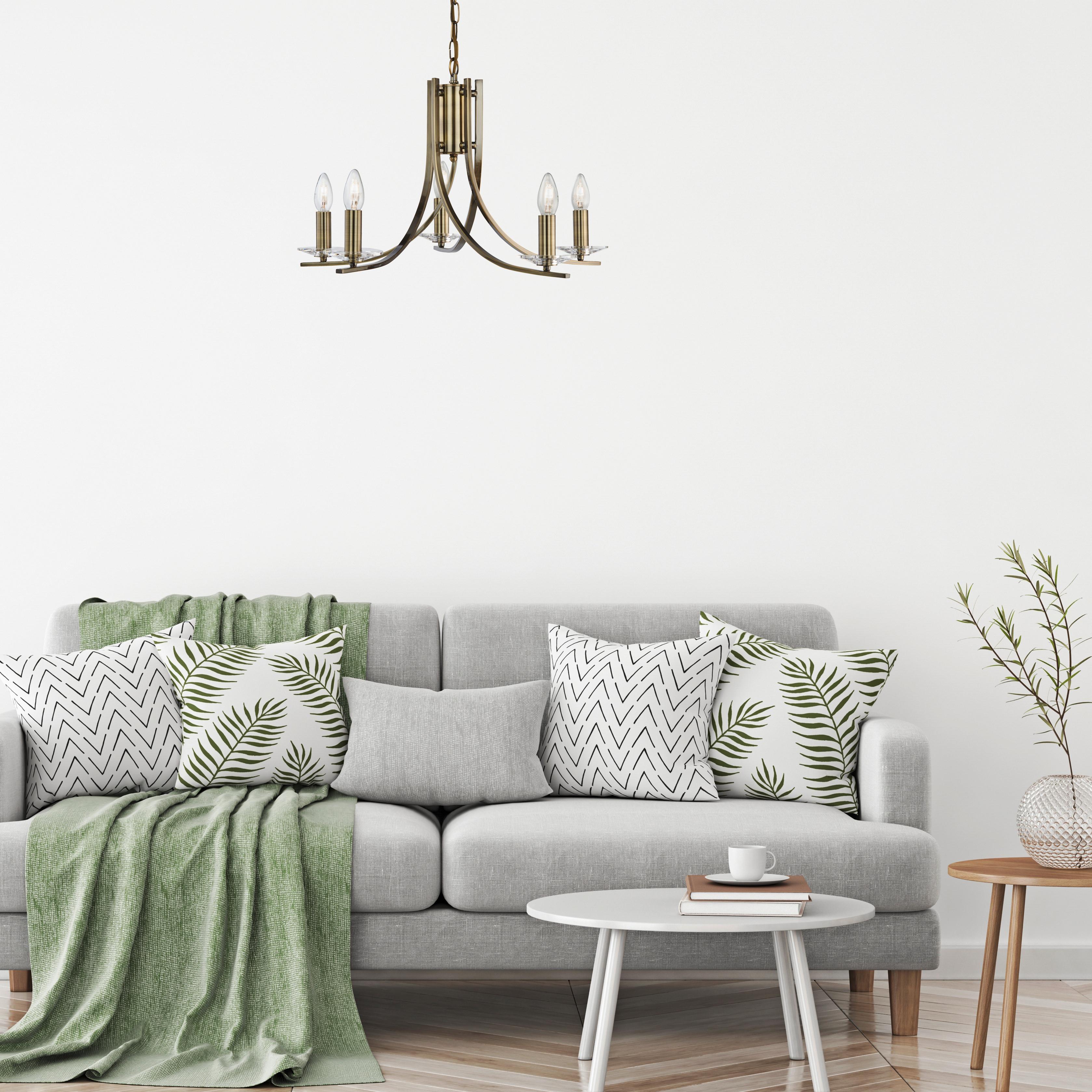Kronleuchter 4165-5ab Ascona - Messingfarben, KONVENTIONELL, Glas/Metall (62/90cm)