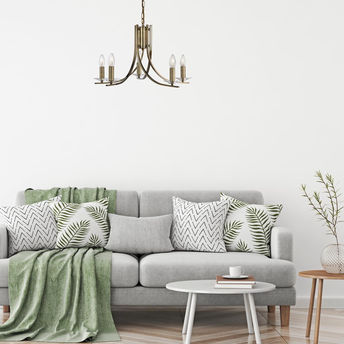 Kronleuchter 4165-5ab Ascona - Messingfarben, KONVENTIONELL, Glas/Metall (62/90cm)