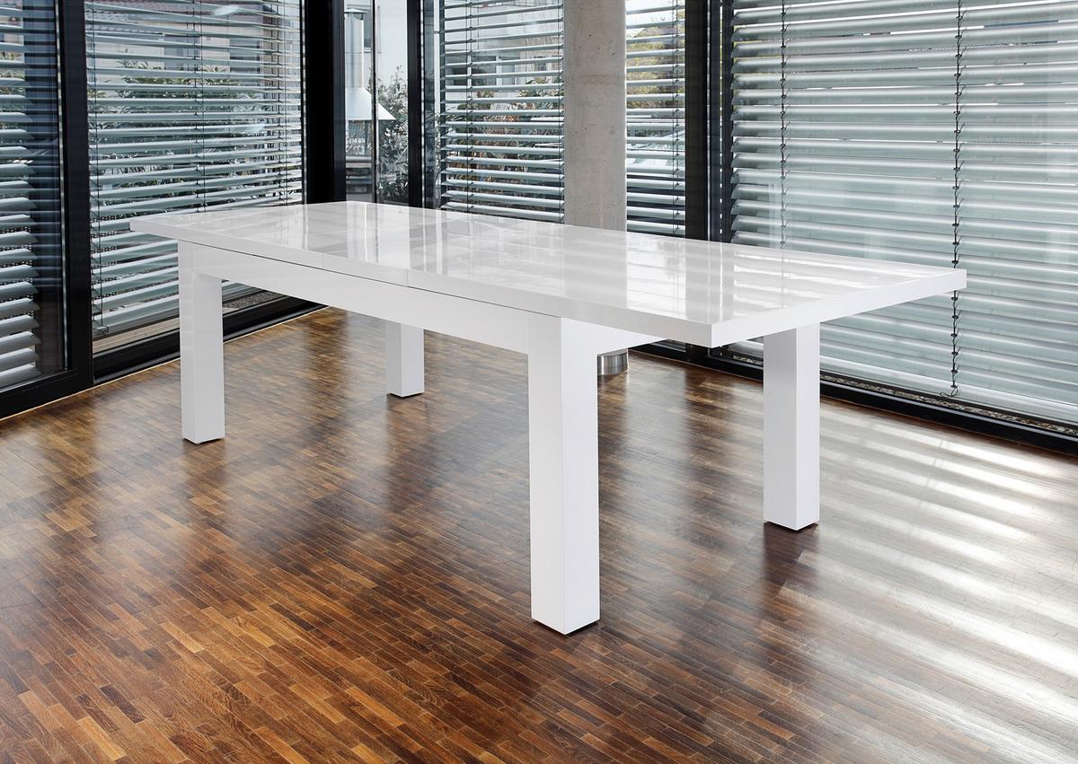 Esstisch Weiß B: 180-260 Cm - Weiß Hochglanz, MODERN, Holzwerkstoff (180-260/90/75cm) - Livetastic