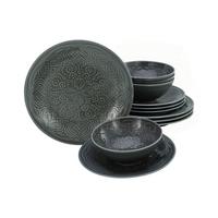 Jídlení souprava ORIENT MANDALA, 12-dílná - tmavě šedá, Trend, keramika - Creatable