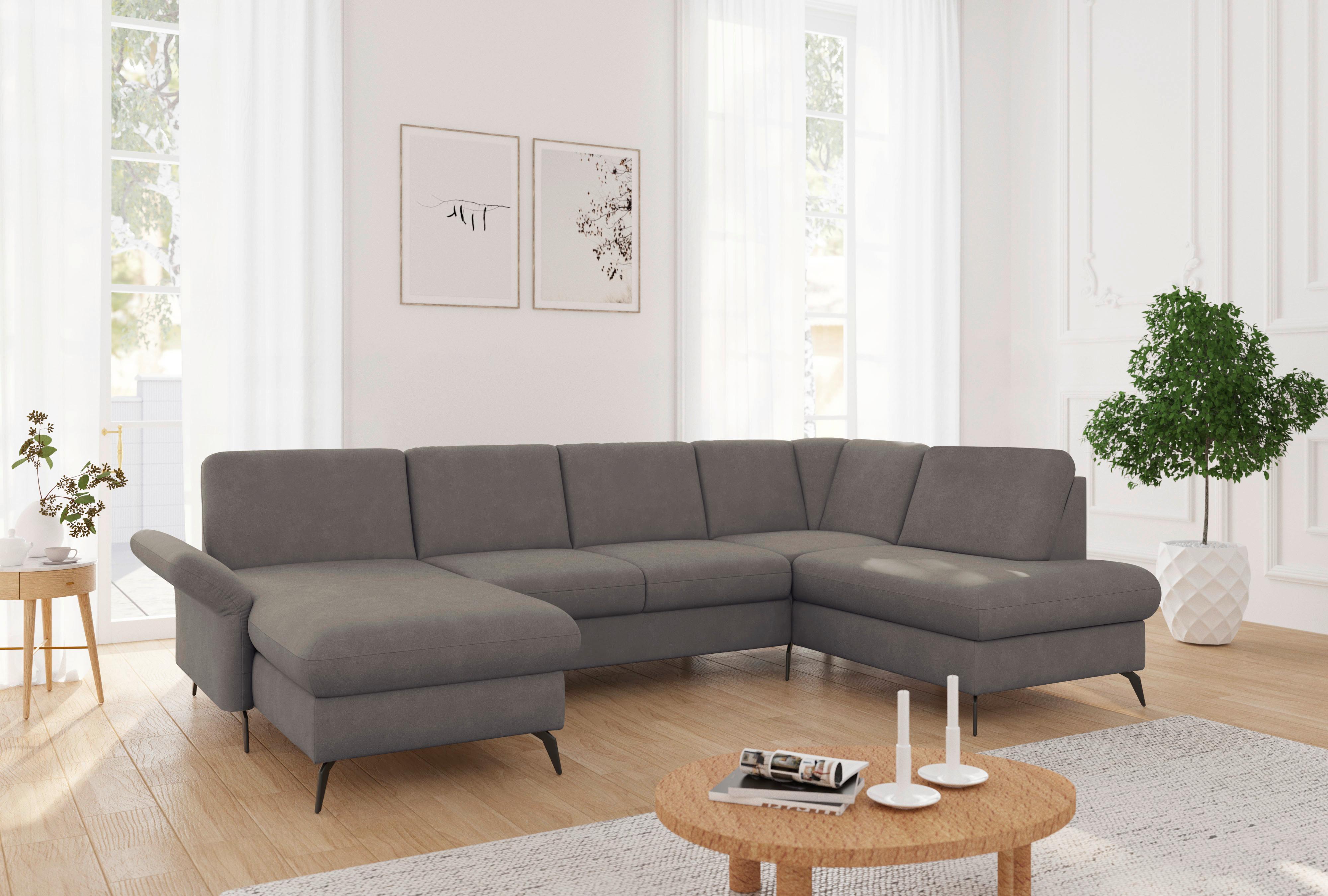 Wohnlandschaft Rochelle Schlammfarben U: 164x314x195cm - Schlammfarben/Schwarz, KONVENTIONELL, Textil (164/314/195cm) - Sit & More