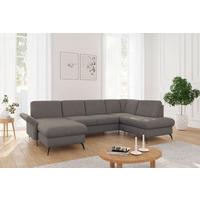 Wohnlandschaft Rochelle Schlammfarben U: 164x314x195cm - Schlammfarben/Schwarz, KONVENTIONELL, Textil (164/314/195cm) - Sit & More