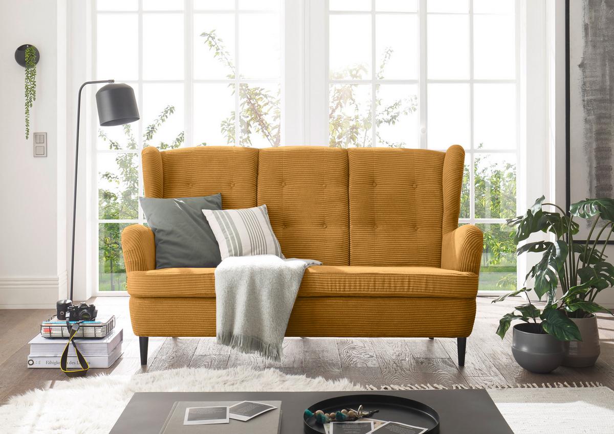 Kuchyňská pohovka OSKAR 5 - černá/žlutá, Konvenční, dřevo/textil (176/103/98cm) - MID.YOU