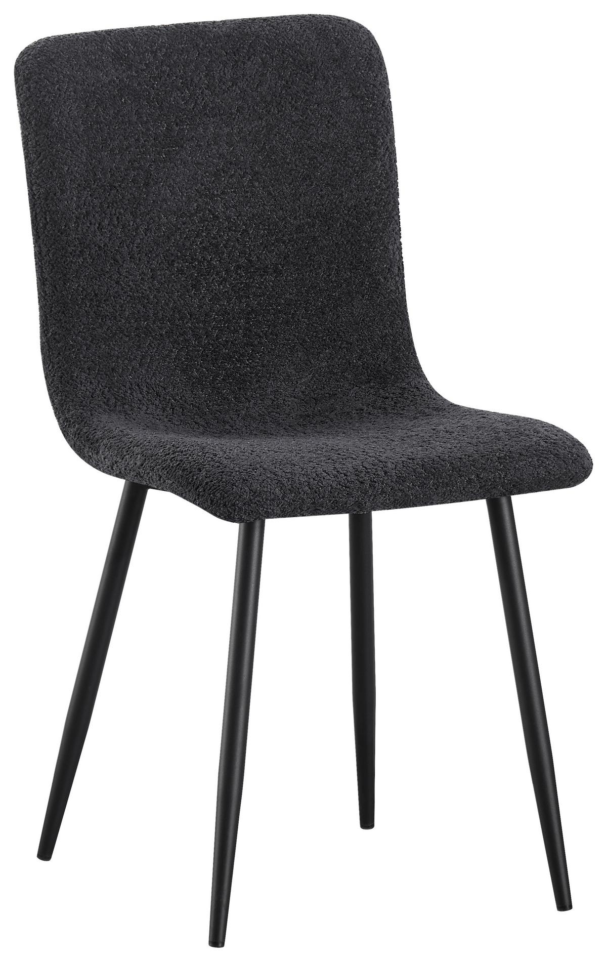 Esszimmerstuhl Narvik Grau Echtholz Beine - Schwarz/Grau, MODERN, Holz/Textil (43/86/54,5cm) - MID.YOU