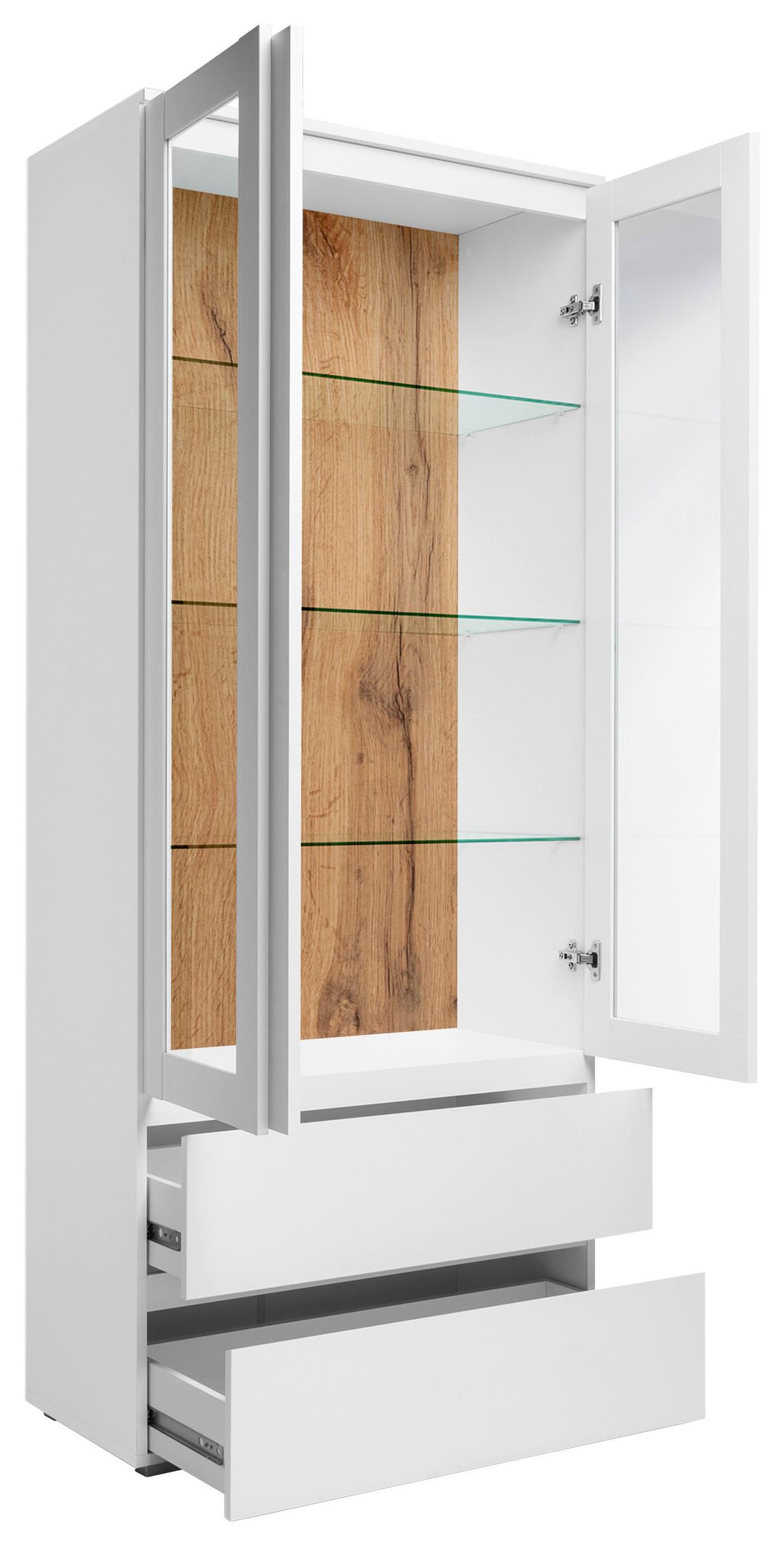 Vitrine Image B: 80 Cm Weiß - Silberfarben/Weiß, KONVENTIONELL, Glas/Holzwerkstoff (80/191/40cm) - MID.YOU