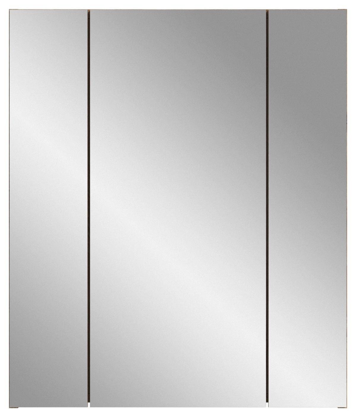 Spiegelschrank Ice Schwarz/Eiche Dekor B: 60cm - Eiche dunkel/Schwarz, Basics, Glas/Holzwerkstoff (60/70/18cm) - MID.YOU