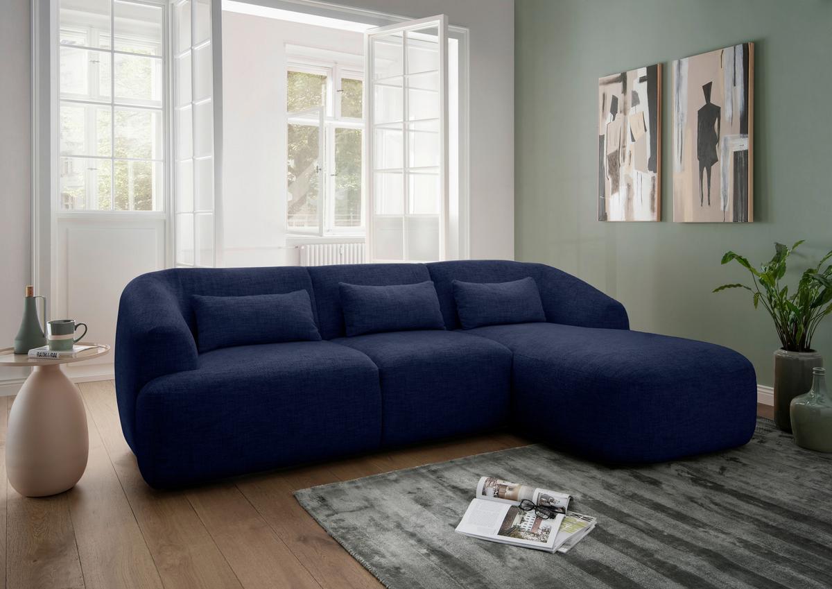 Ecksofa Caponi Dunkelblau S: 256x160 Cm - Schwarz/Dunkelblau, MODERN, Textil (256/160cm) - Livetastic