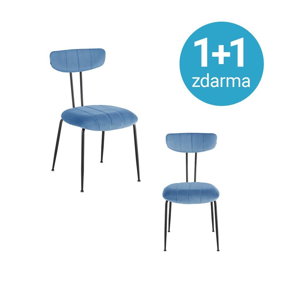 Stolička TYLOR 1+1 Zdarma (1*kus=2 Produkty) - čierna/modrá, Modern, kov/textil (45/85/58cm) - Based