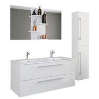 Badmöbel-Set 4-Tlg. Hängend Budasi 112 cm Weiß - Weiß, MODERN, Keramik/Holzwerkstoff (145cm) - MID.YOU