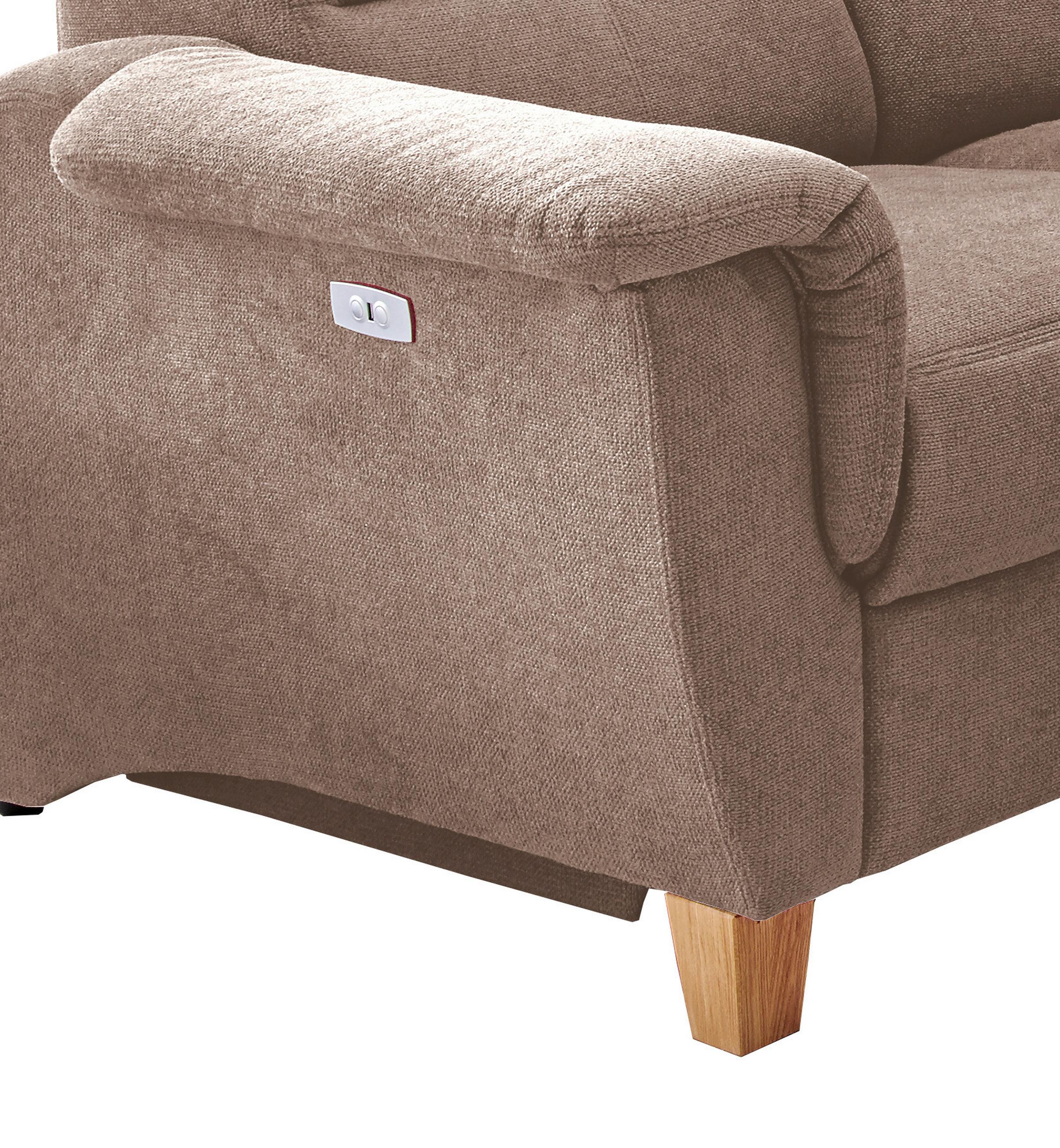 Ecksofa in Hellbraun mit USB-Anschluss