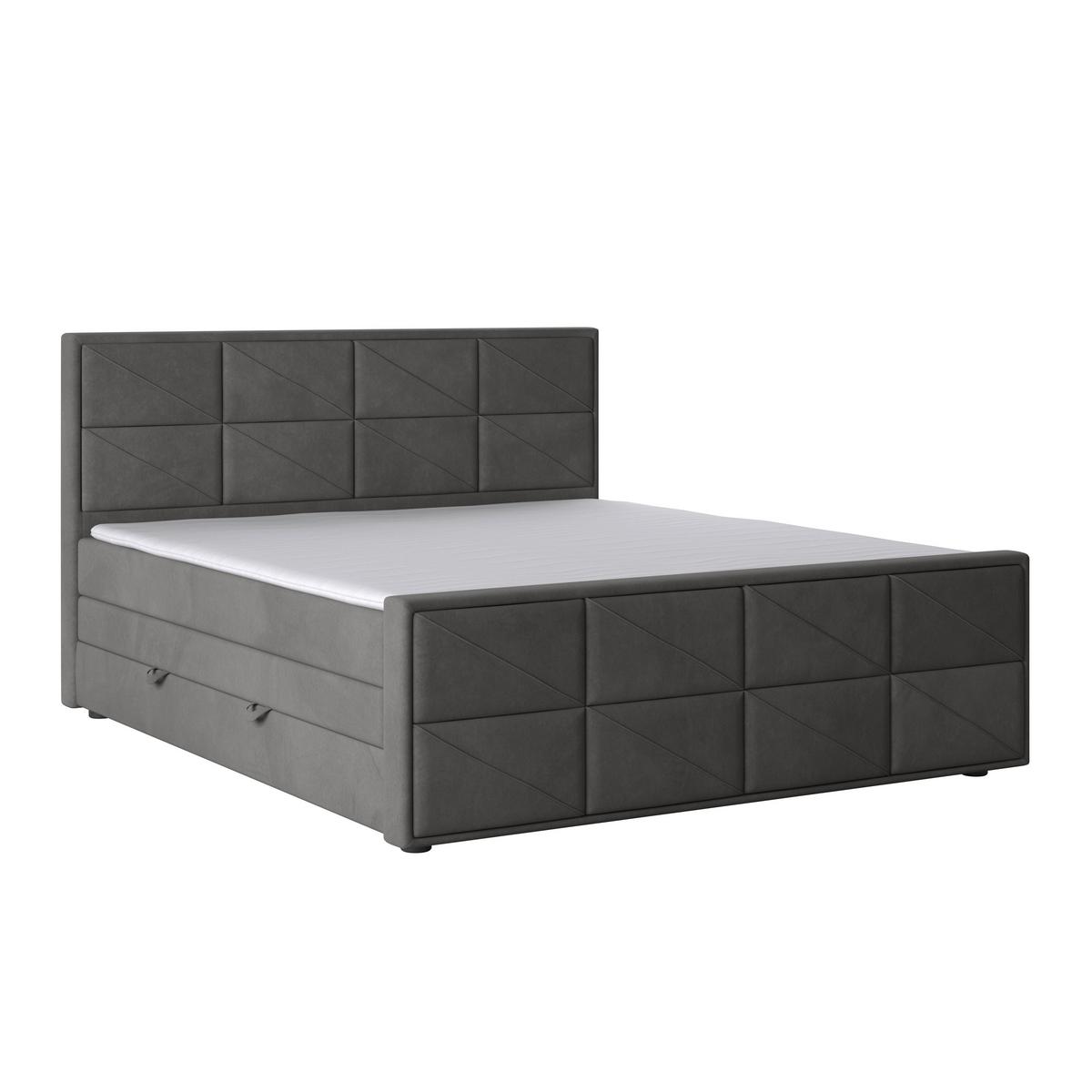 Boxspringbett mit Bettkasten Helsinki 180x200 cm Anthrazit - Anthrazit/Schwarz, MODERN, Karton/Holzwerkstoff (180/200cm) - MID.YOU