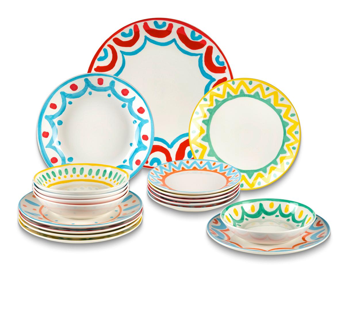 Jídelní souprava 18-dílná - vícebarevná, Moderní, keramika - Mömax