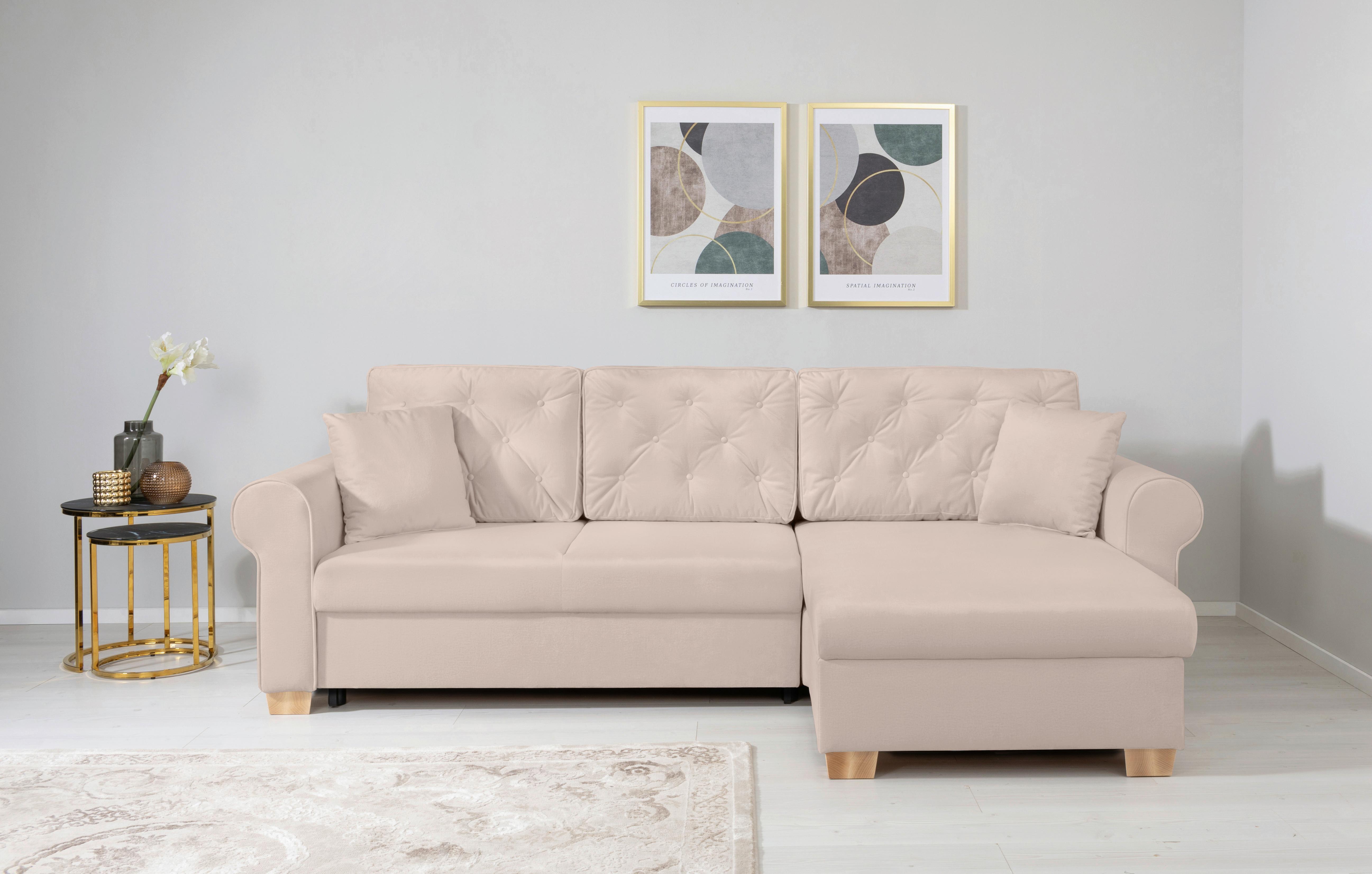Ecksofa Arles, Beige 1 S: 266x161 Cm - Beige/Buchefarben, Design, Textil (266/161cm) - MID.YOU