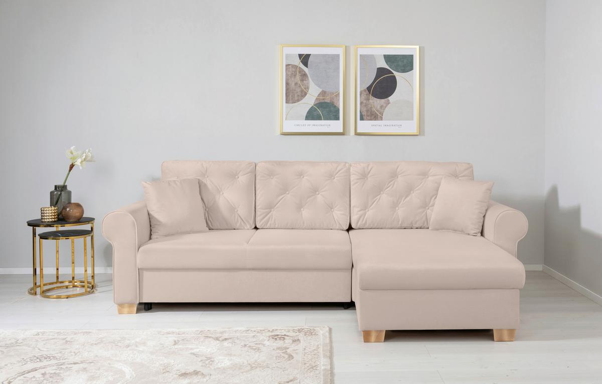 Ecksofa Arles, Beige 1 S: 266x161 Cm - Beige/Buchefarben, Design, Textil (266/161cm) - MID.YOU