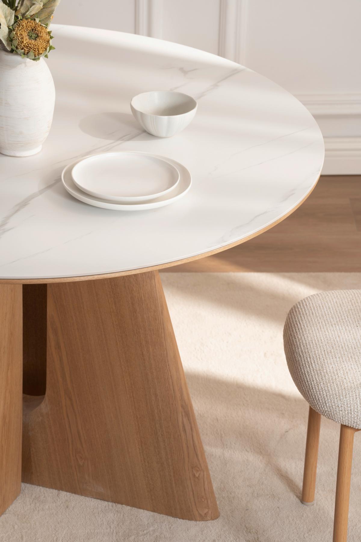 Esstisch Otis Weiß/Eichefarben D: 120 cm - Eichefarben/Weiß, MODERN, Holz/Holzwerkstoff (120/120/75cm) - Livetastic