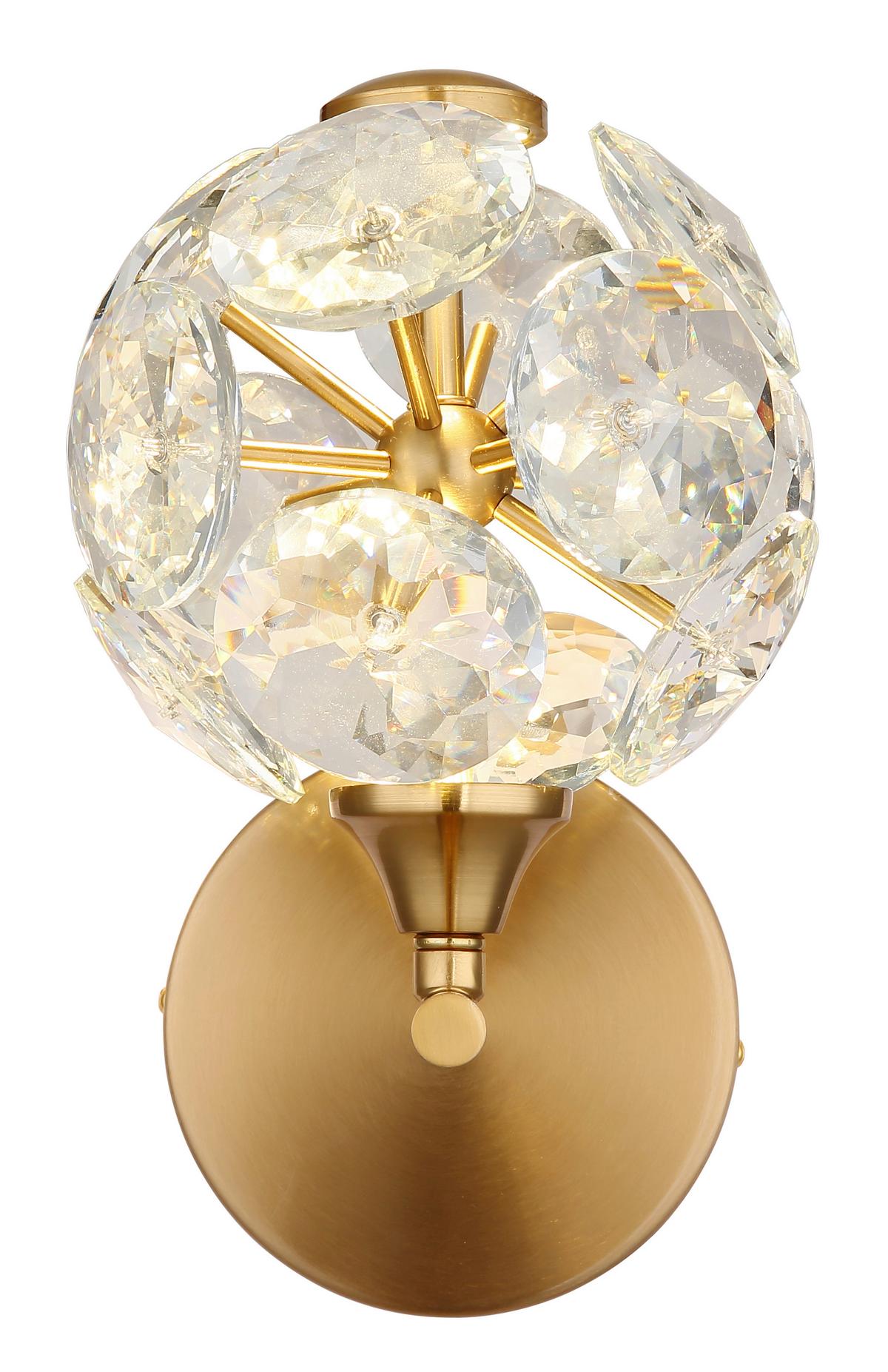 LED-Wandleuchte Virina Klar Goldfarben D: 15 cm - Klar/Goldfarben, KONVENTIONELL, Glas/Metall (15/24cm) - Globo
