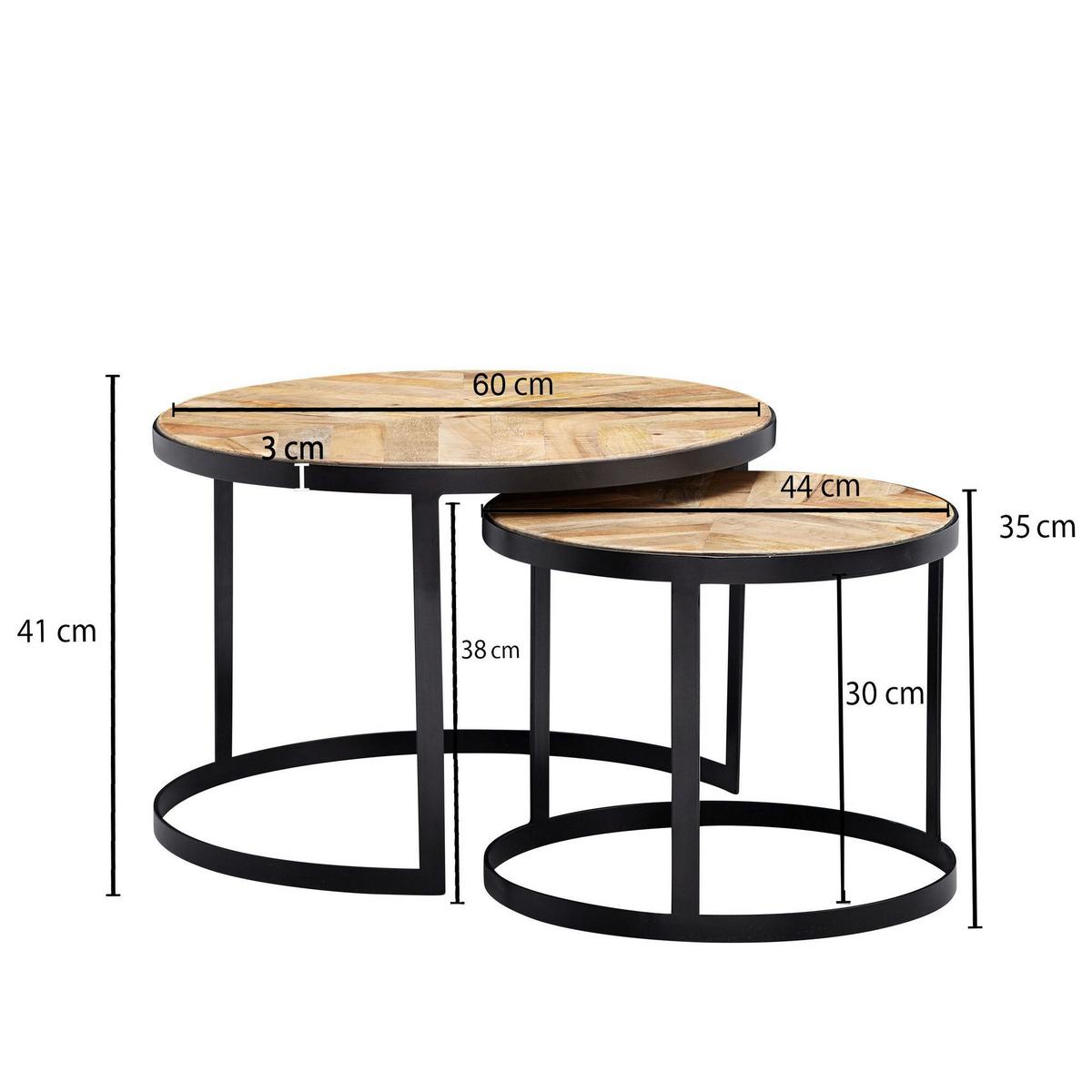 Sada konferenčních stolů WOHNLING hnědý - černá/hnědá, Moderní, kov/dřevo (60/60/41cm) - MID.YOU