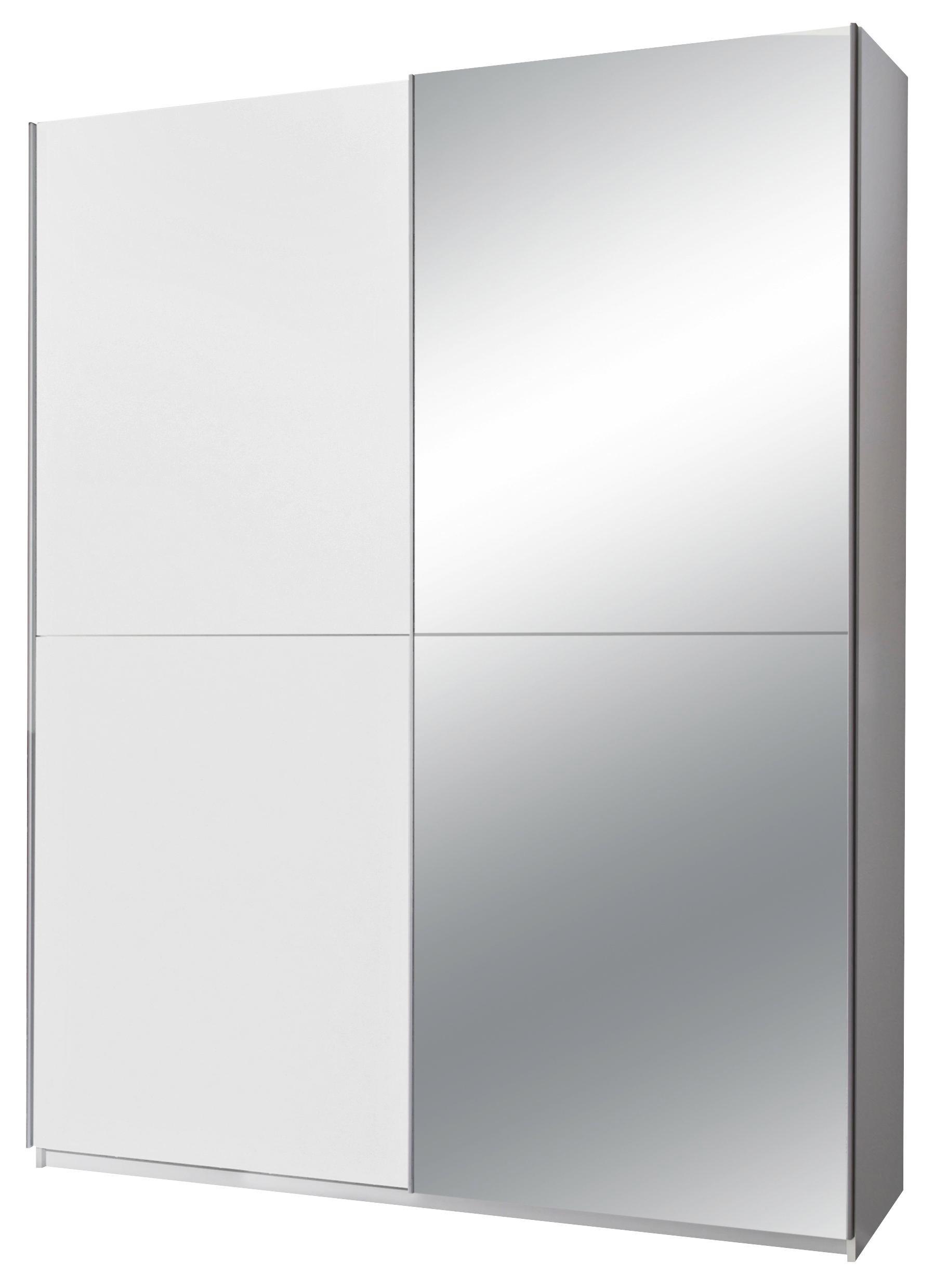 Schwebetürenschrank Starter B: ca. 175 cm - Weiß, Design, Glas/Holzwerkstoff (175/195/60cm) - Carryhome