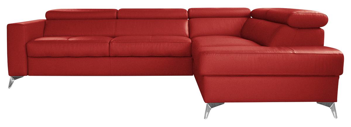 Ecksofa Mondo, Rot S: 286x208 Cm - Chromfarben/Rot, Design, Leder/Textil (286/208cm) - Livetastic
