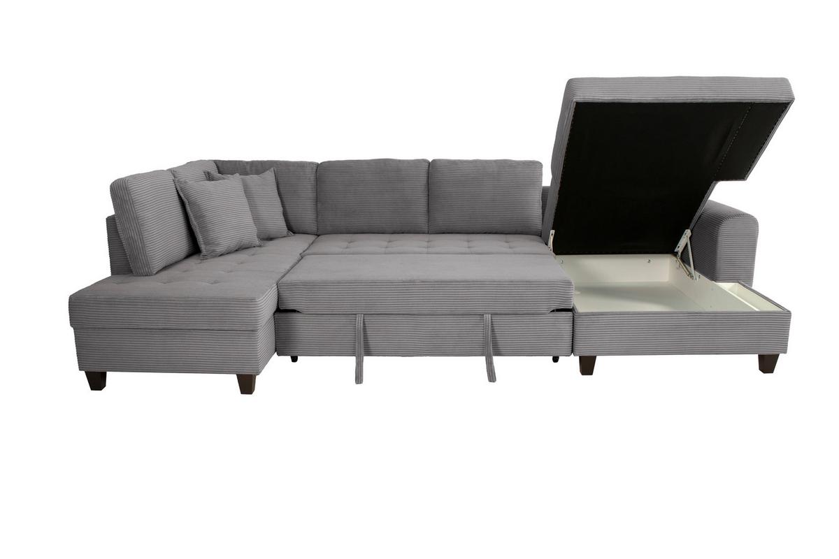 Wohnlandschaft Moritz Grau U-Form: 178x324x155 Cm - Grau, Trend, Textil (178/324/155cm)