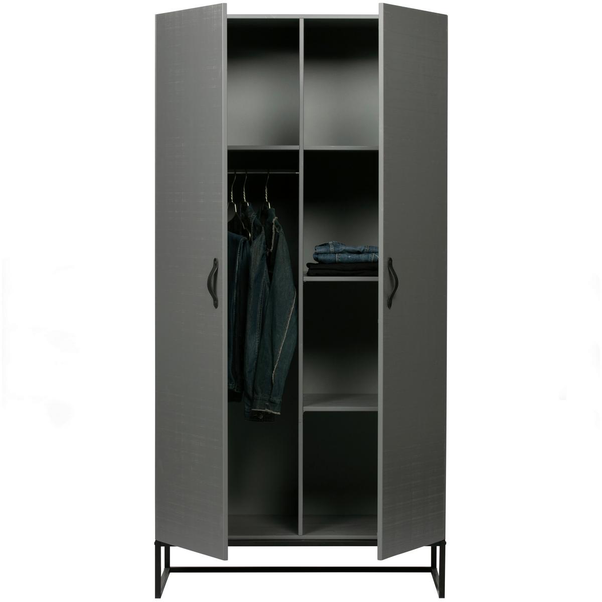 Drehtürenschrank Morris, Grau/schwarz B: 100 Cm - Grau, Design, Holz (100/195/53cm) - Livetastic
