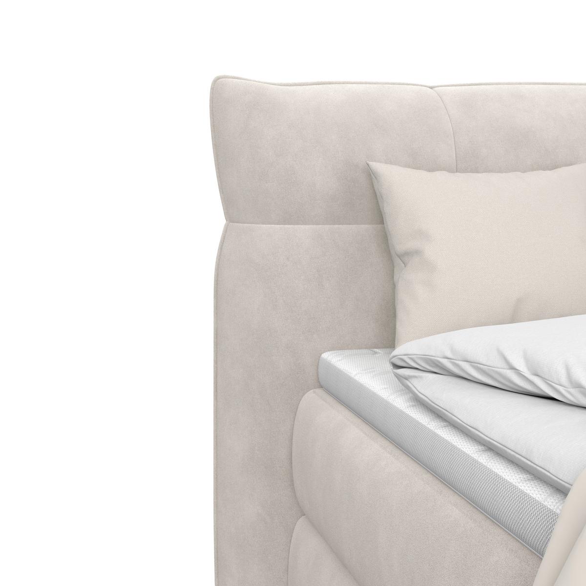 Boxspringbett Carmelo Beige 140x200 cm H3 - Beige/Schwarz, Trend, Textil (140/200cm)