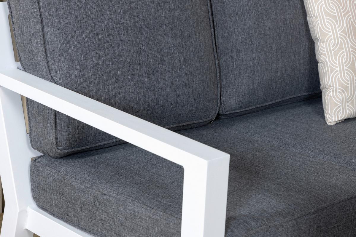 Loungegarnitur 4-tlg Barcelona Metall Mit Kissen - Weiß/Grau, Basics, Textil/Metall - Gardenson