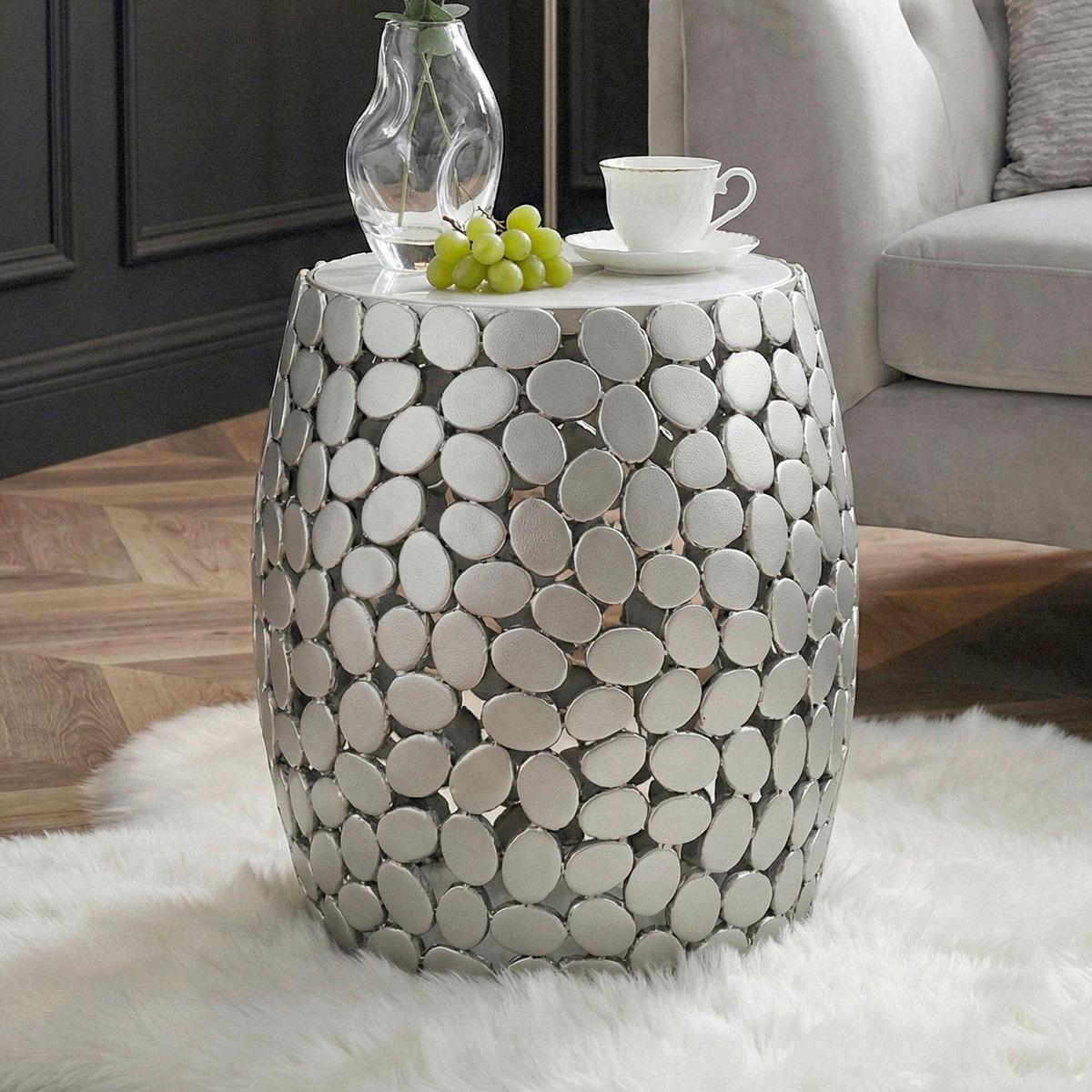 Beistelltisch Silberfarben B: 40 cm - Silberfarben, Design, Stein/Metall (40/46/40cm) - Livetastic