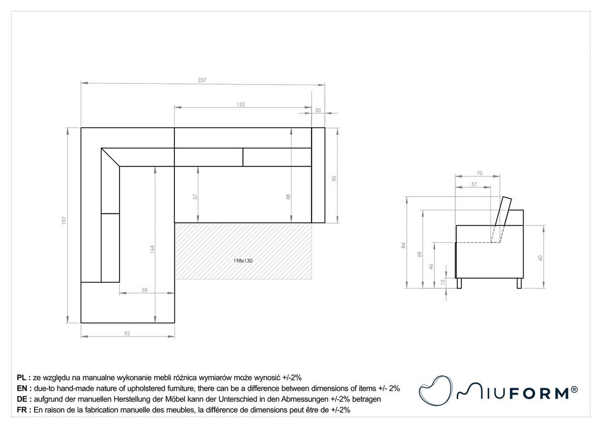 Ecksofa Lofty Lilly Beige S: 197x237cm - Beige/Schwarz, Design, Textil (197/237cm) - MID.YOU