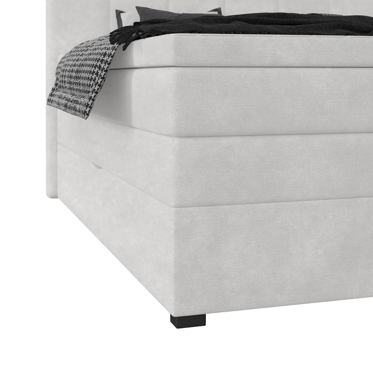 Boxspringbett mit Topper & Bettkasten 160x200 Lauro - Creme/Schwarz, Trend, Textil (160/200cm)