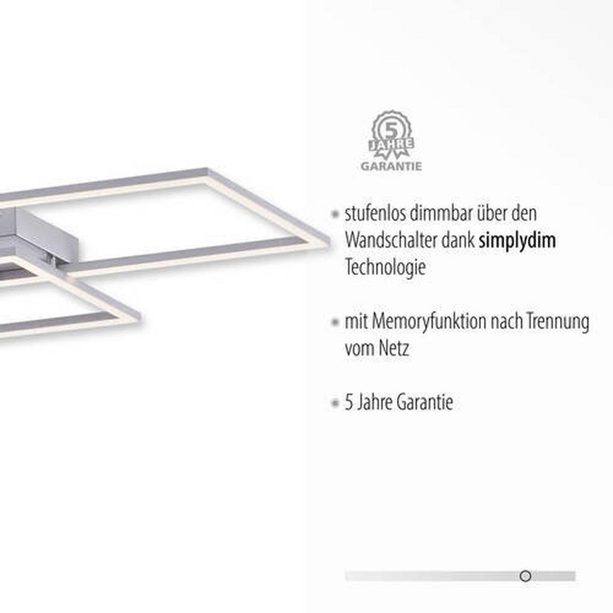 LED-Deckenleuchte Inigo L: 83,6 cm mit Memory-Funktion - Chromfarben/Nickelfarben, Design, Kunststoff/Metall (83,6/24,2/6,8cm) - Paul Neuhaus