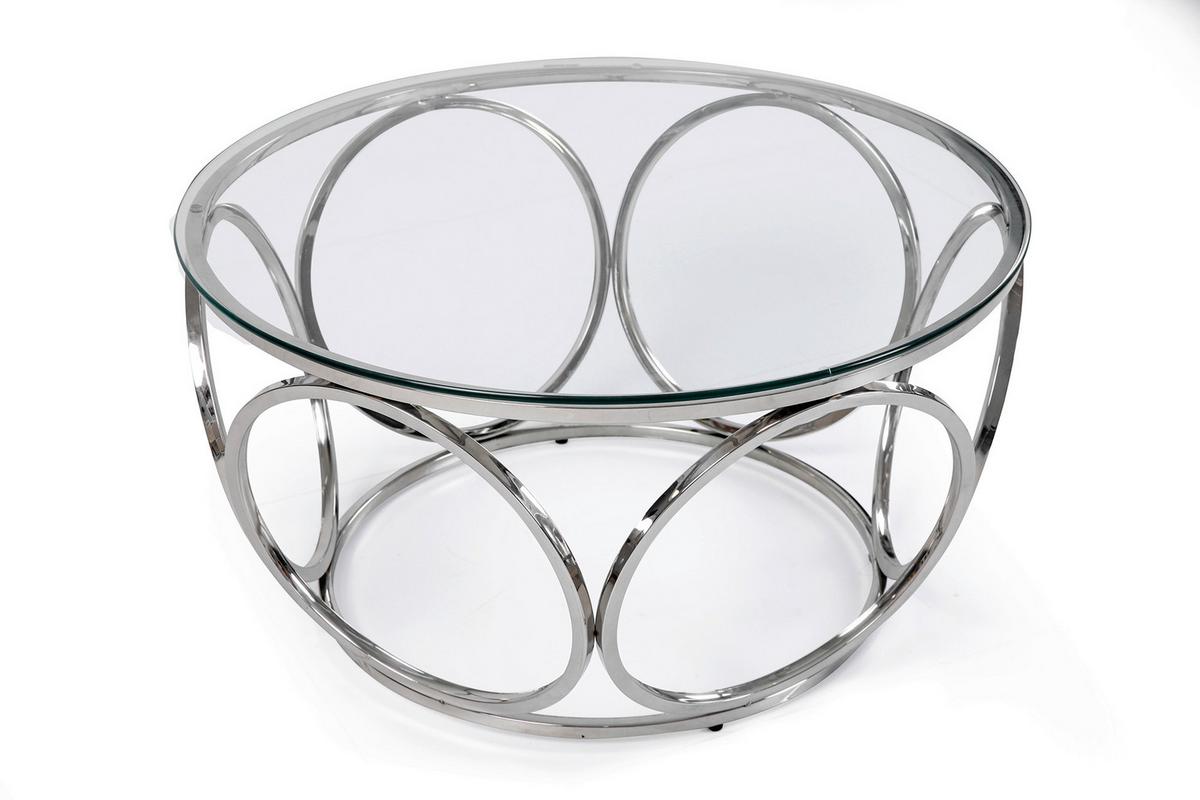 Couchtisch Silberfarben D: 80 Cm - Klar/Silberfarben, Design, Glas/Metall (80/80/40cm) - Livetastic