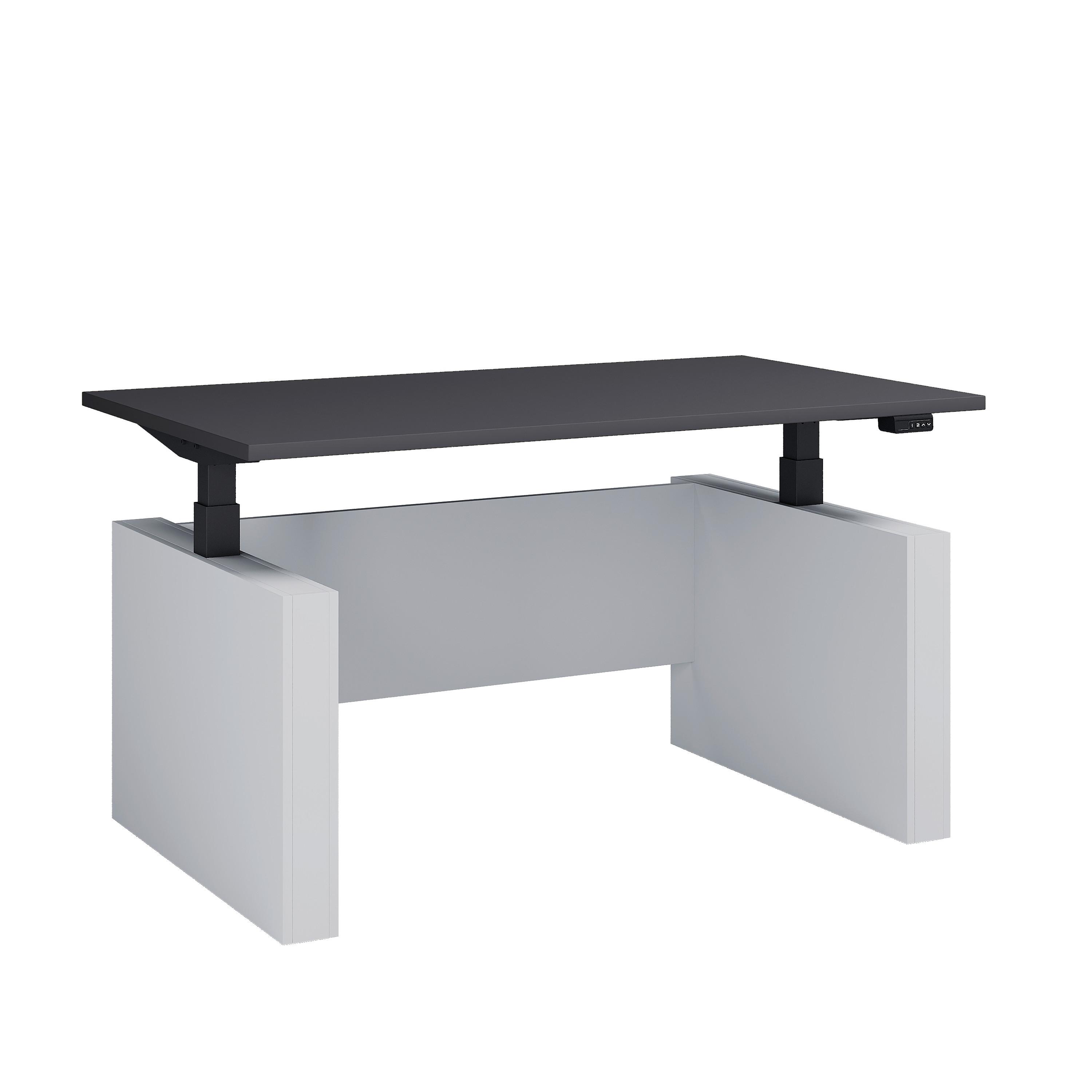 Schreibtisch E-Salia Weiß/ Schwarz/Anthrazit L: 138cm - Anthrazit/Schwarz, KONVENTIONELL, Holzwerkstoff/Metall (138/80/73-122cm) - MID.YOU
