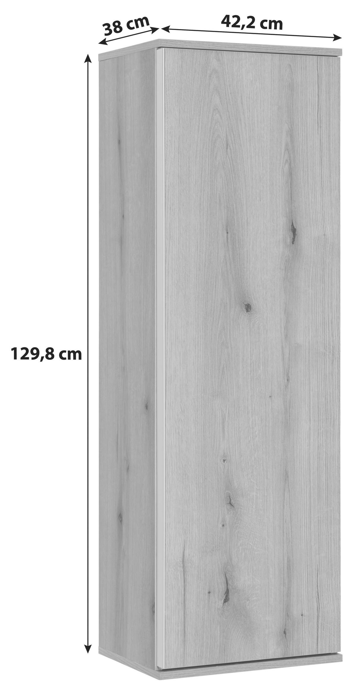 Hängeschrank Power B: 42,2 Cm Evoke Eiche Hell Mit Drehtür - Eichefarben, MODERN, Holzwerkstoff (42,2/129,8/32cm)