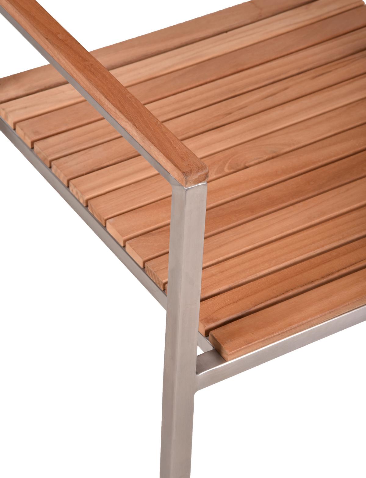 Gartentischgruppe Denver - Silberfarben/Braun, Basics, Holz/Metall - Gardenson