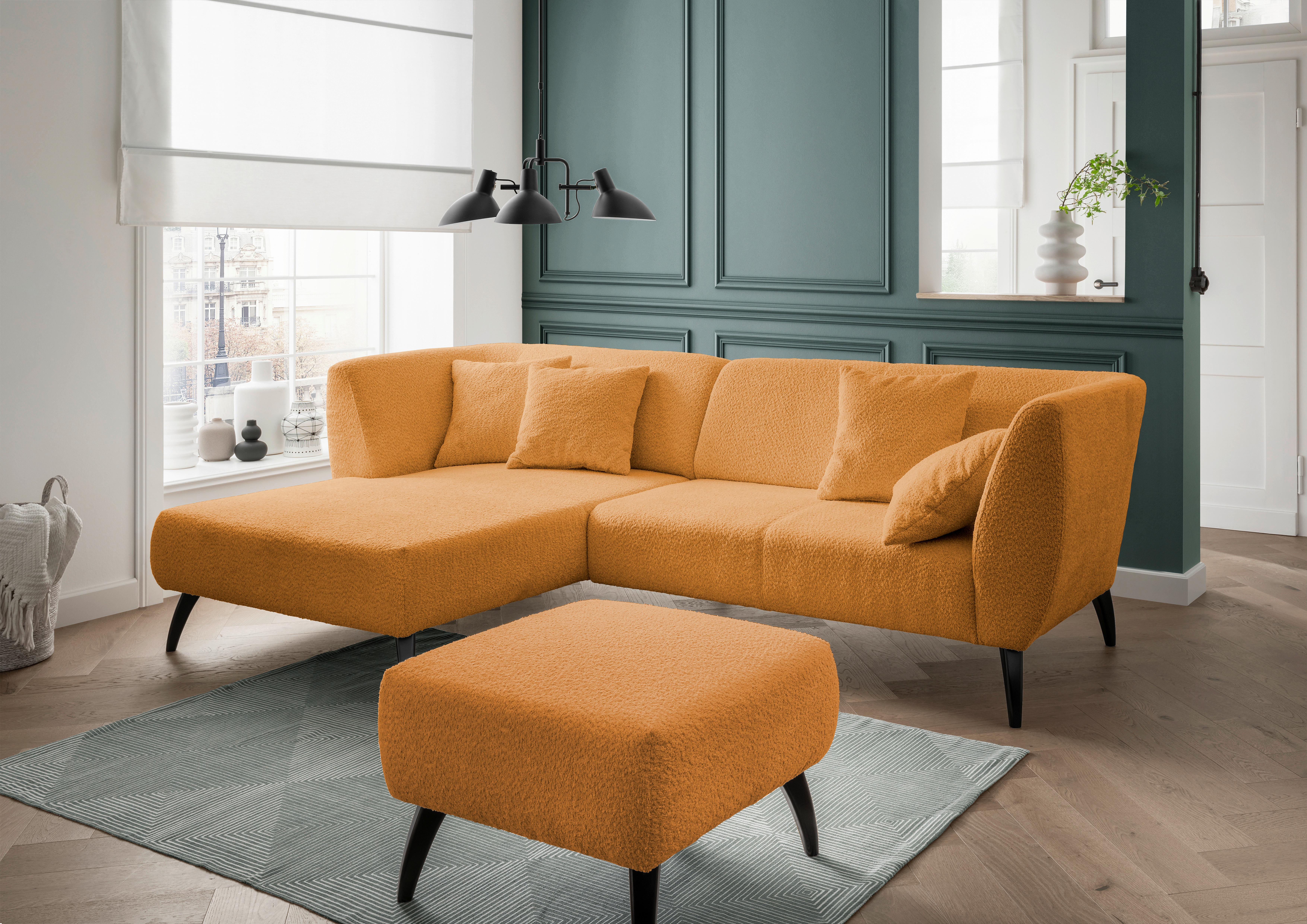 Ecksofa Colori Goldfarben S: 160/264 cm - Goldfarben/Schwarz, MODERN, Holz/Textil (160/264cm) - MID.YOU